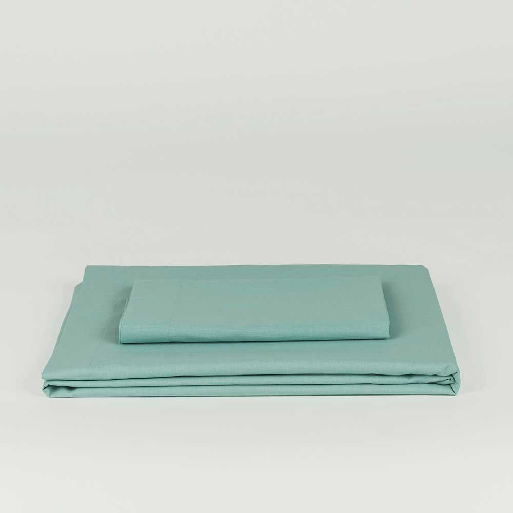 Conjunto de lençóis de algodão percal verde Tiffany