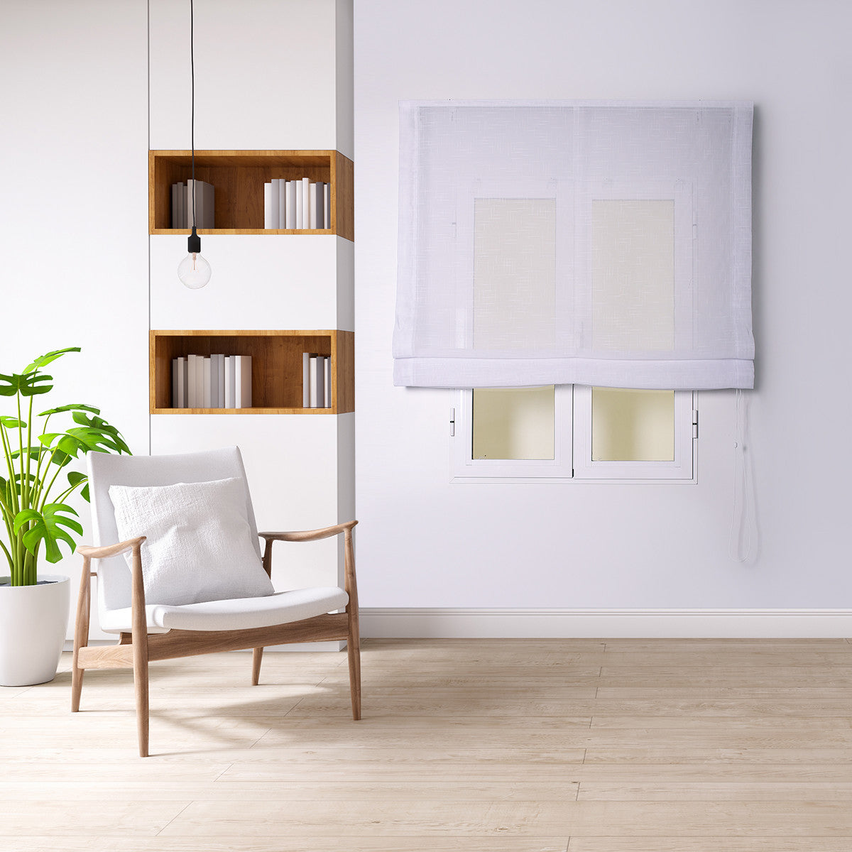 Cortina romana branca Montelino com corrente