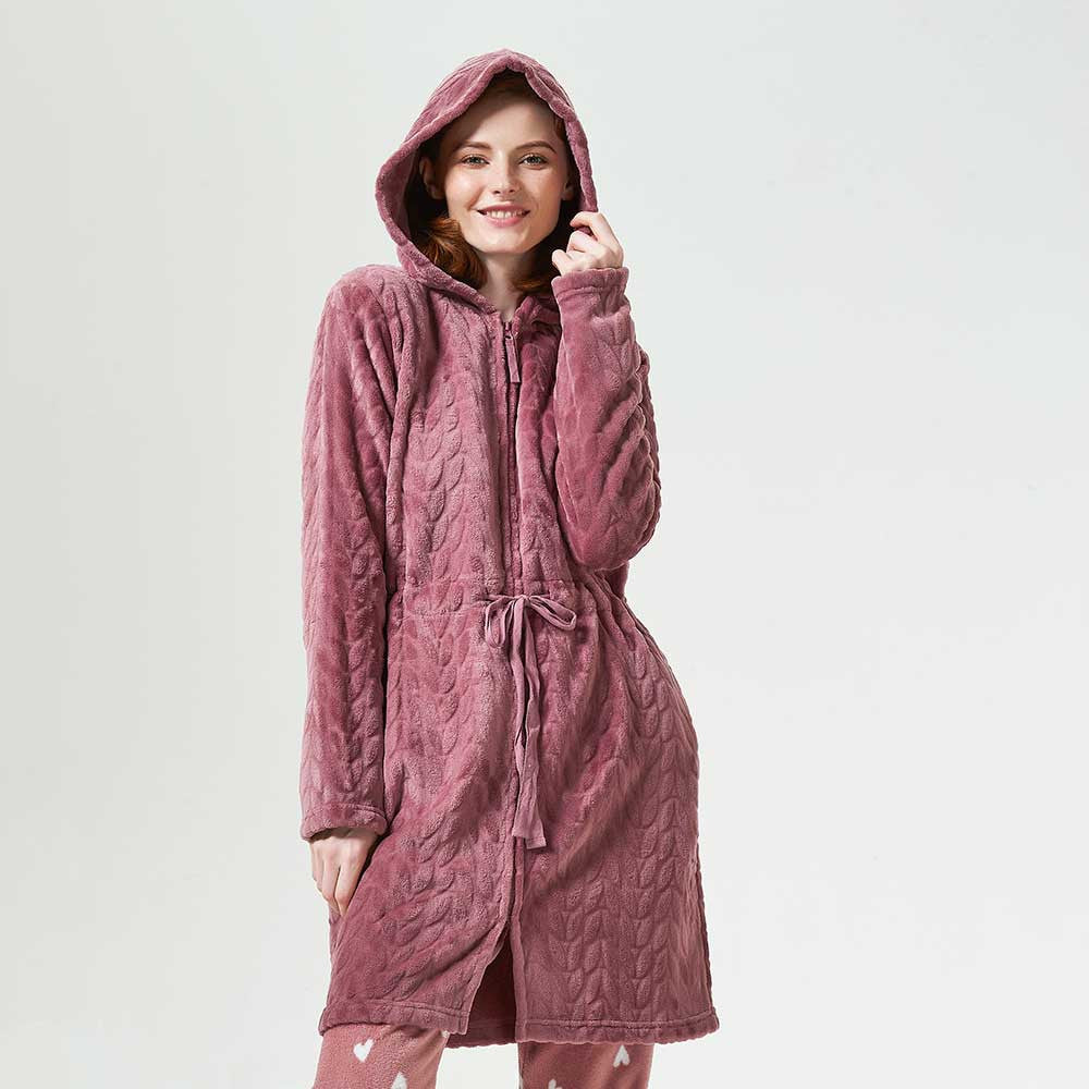 Robe de veludo Devoré liso com capuz.