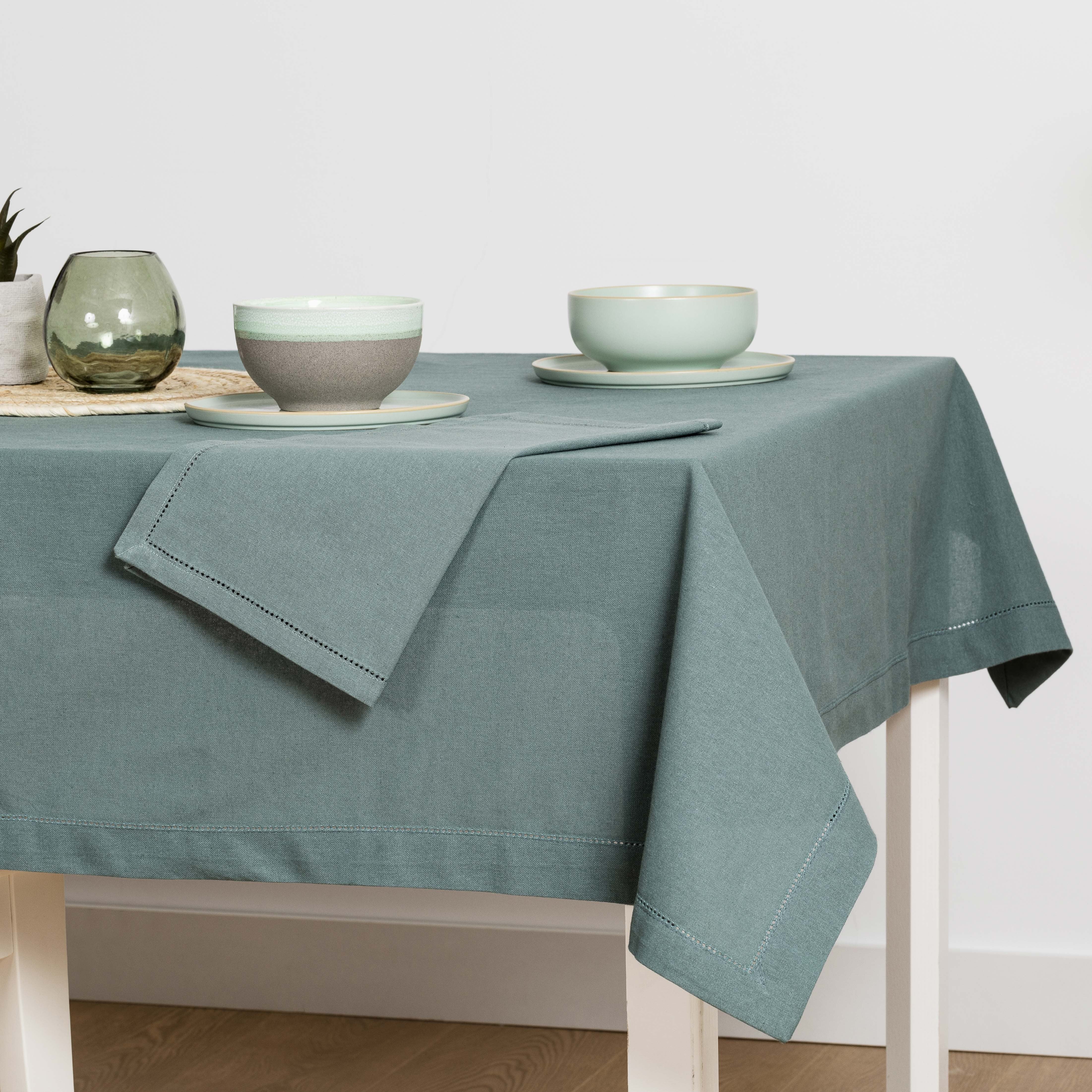 Toalha de mesa de algodão orgânico, verde menta