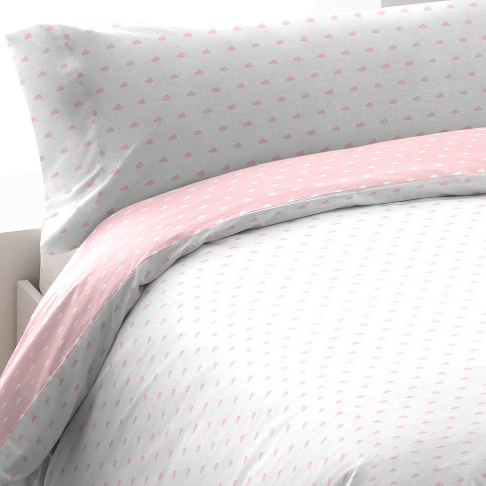 Capa de edredom de algodão rosa Nubecita para solteiro