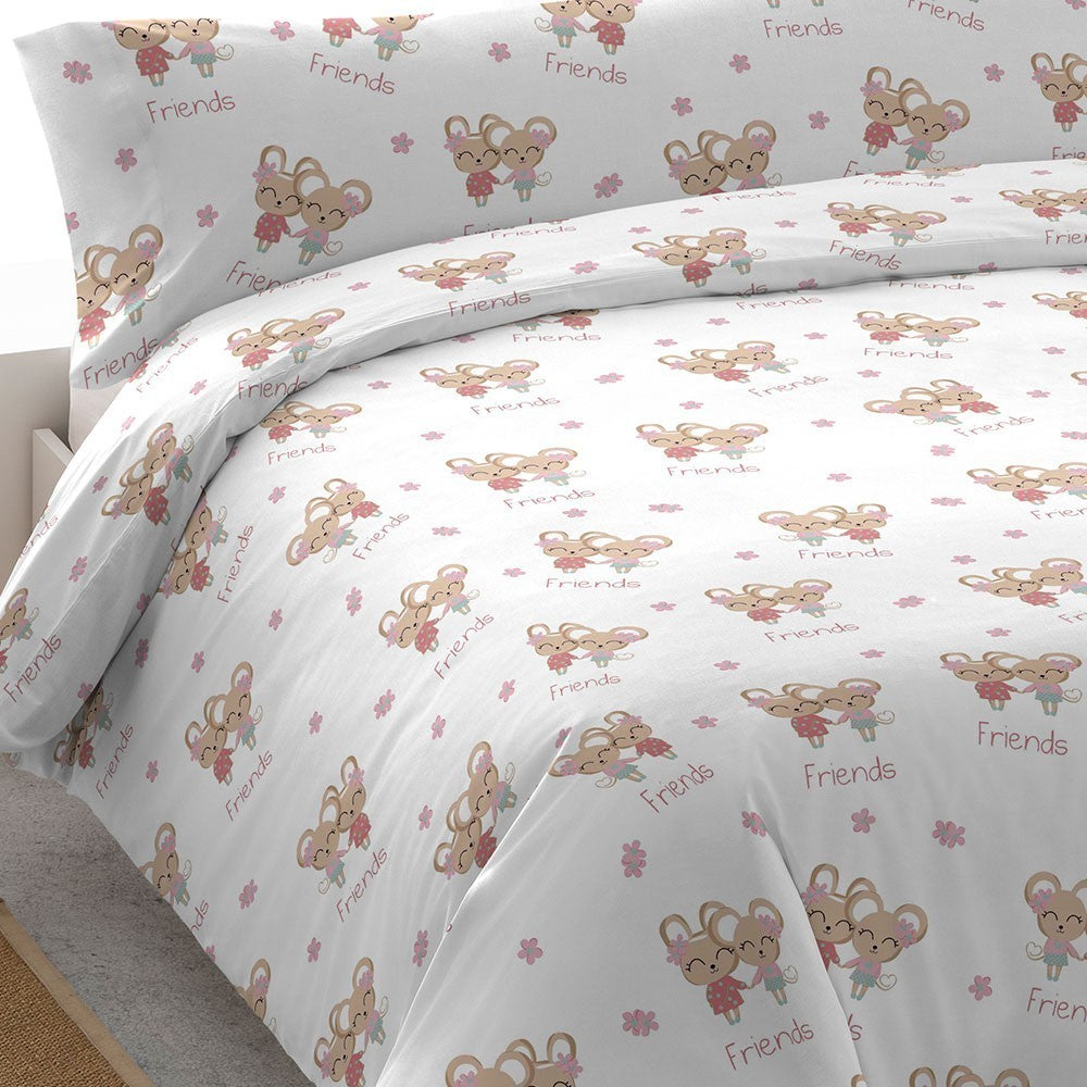 Capa de edredão algodão Friends rosa
