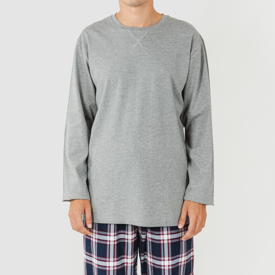 Pijama masculino de flanela, cinza com estampa Tarsus