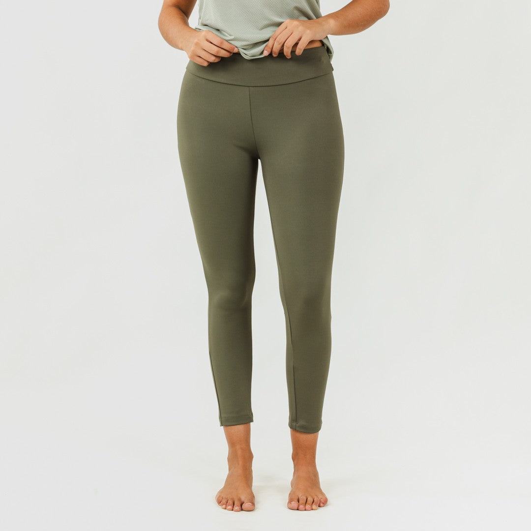 Conjunto de calça legging comprida feminina, verde folha/verde caça