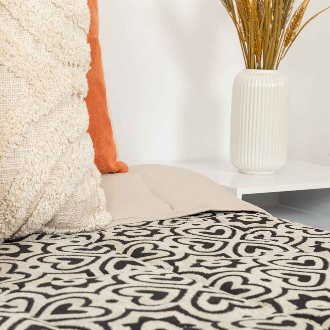 Colcha jacquard chenilla Capri bege negro - 120gr