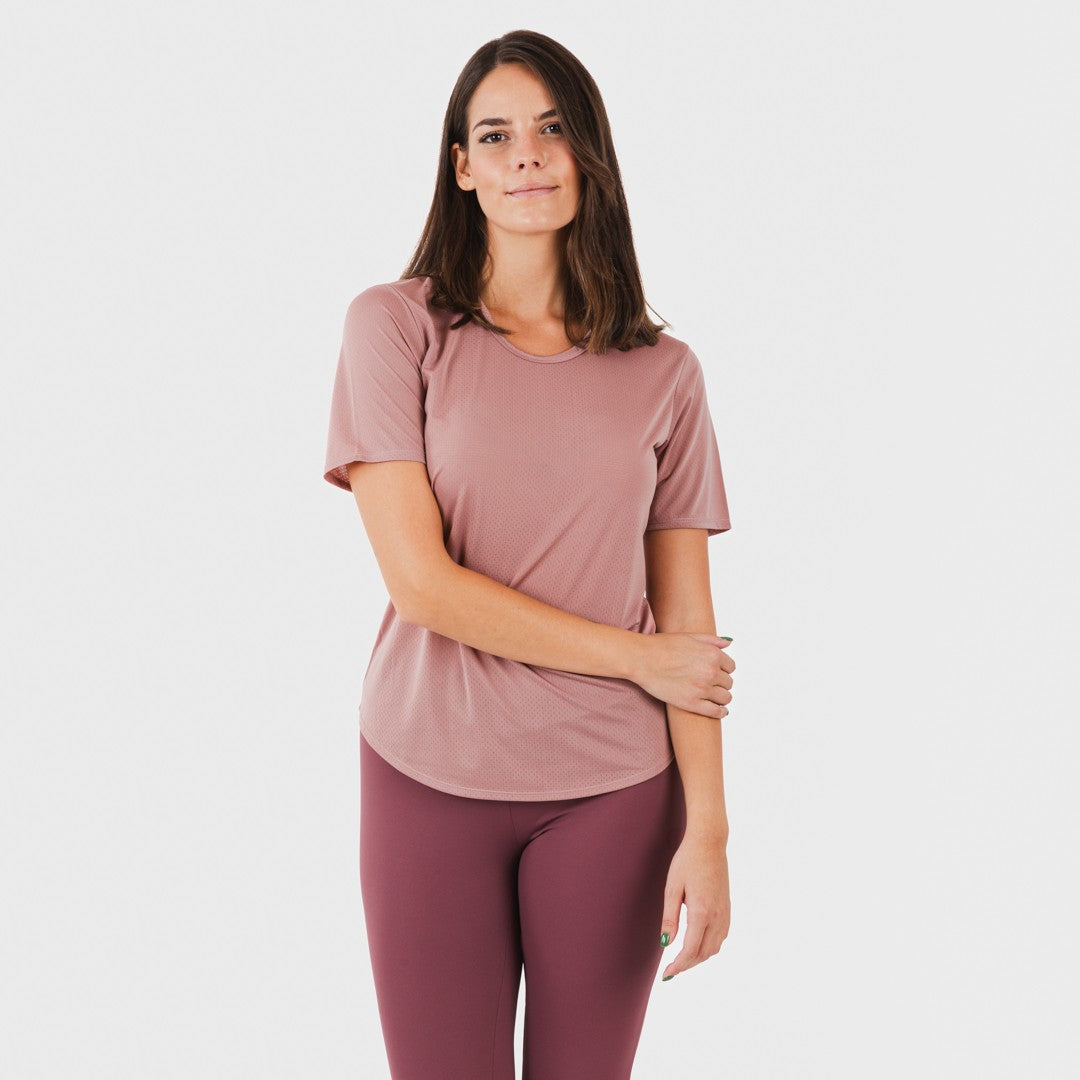 Conjunto esportivo feminino de leggings compridas na cor malva - berinjela