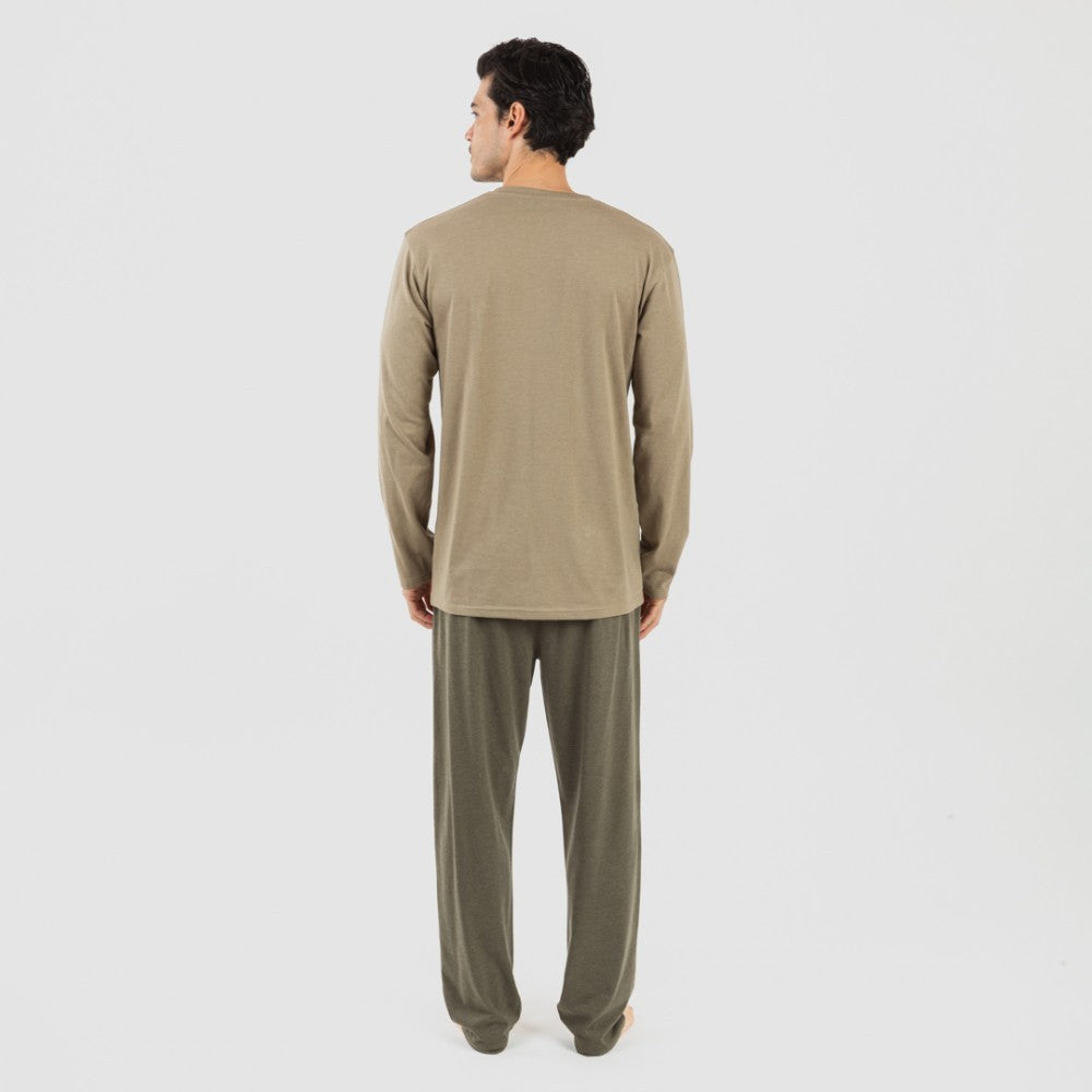 Pijama largo hombre con botones verde cacería - verde oscuro