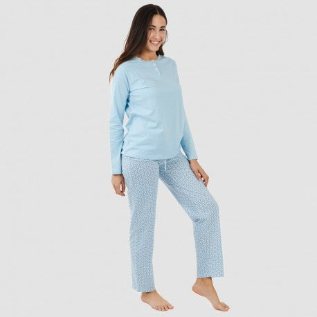 Pijama largo algodón Timon celeste