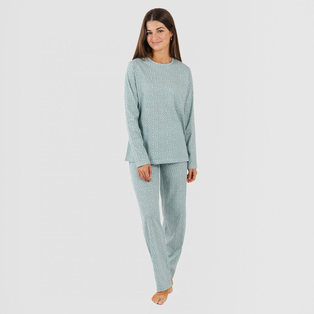 Pijama largo algodón Anita verde gastado