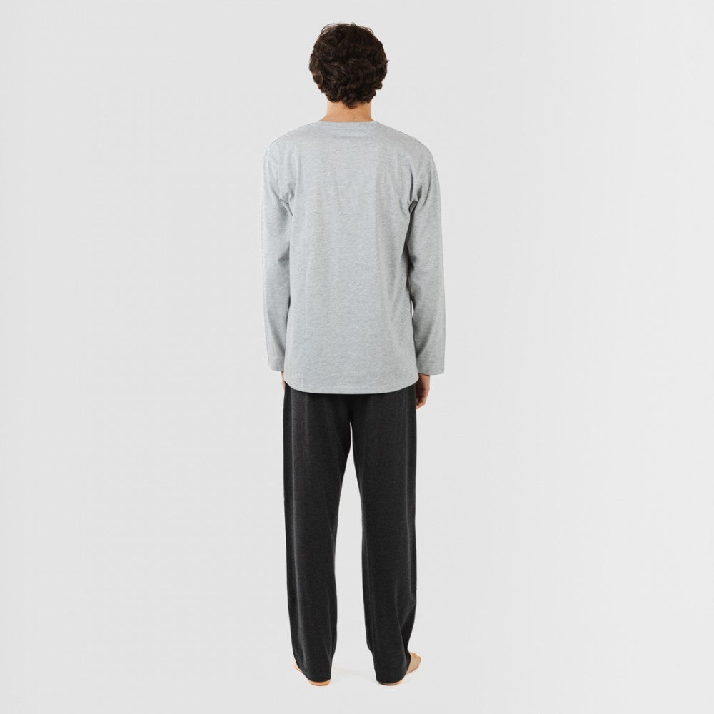 Pijama largo hombre con botones perla - marengo