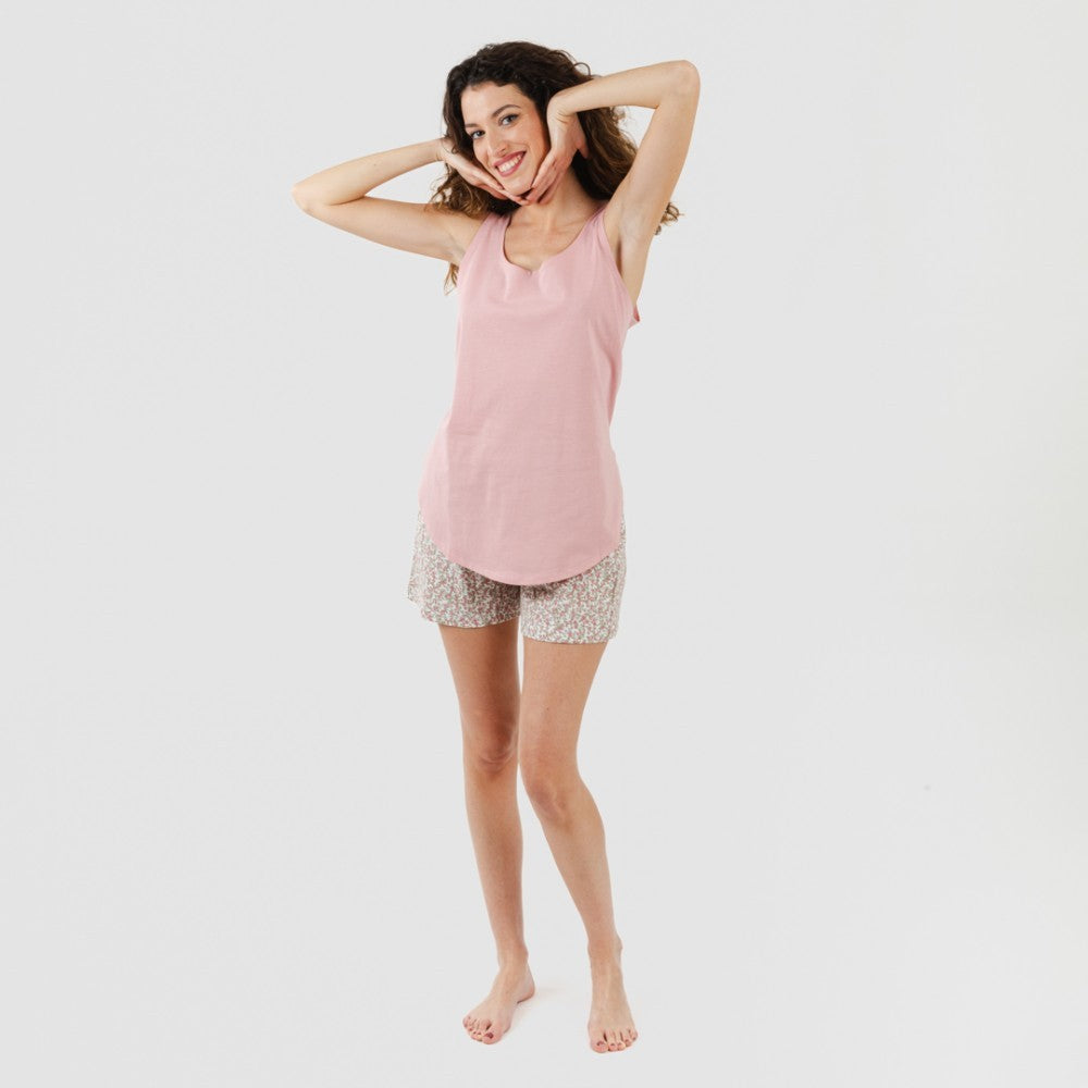 Pijama curto de algodão rosa Sofia