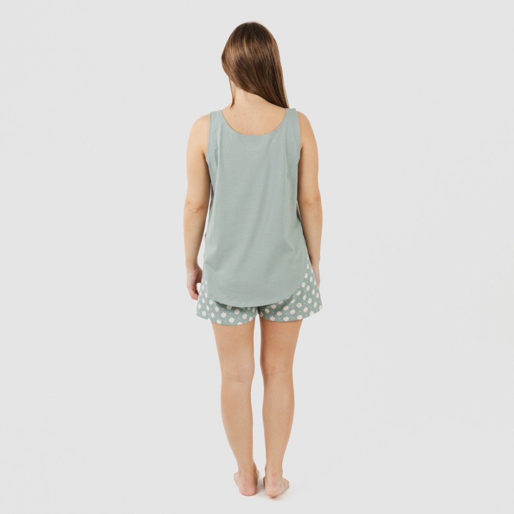 Pijama curto de algodão verde Irati para caça