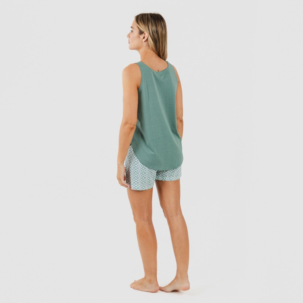 Pijama curto de algodão verde menta Bianca