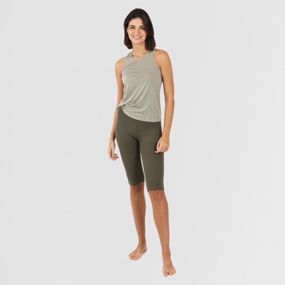 Conjunto Esportivo Feminino com Leggings Curtas Verde Folha - Verde Caça