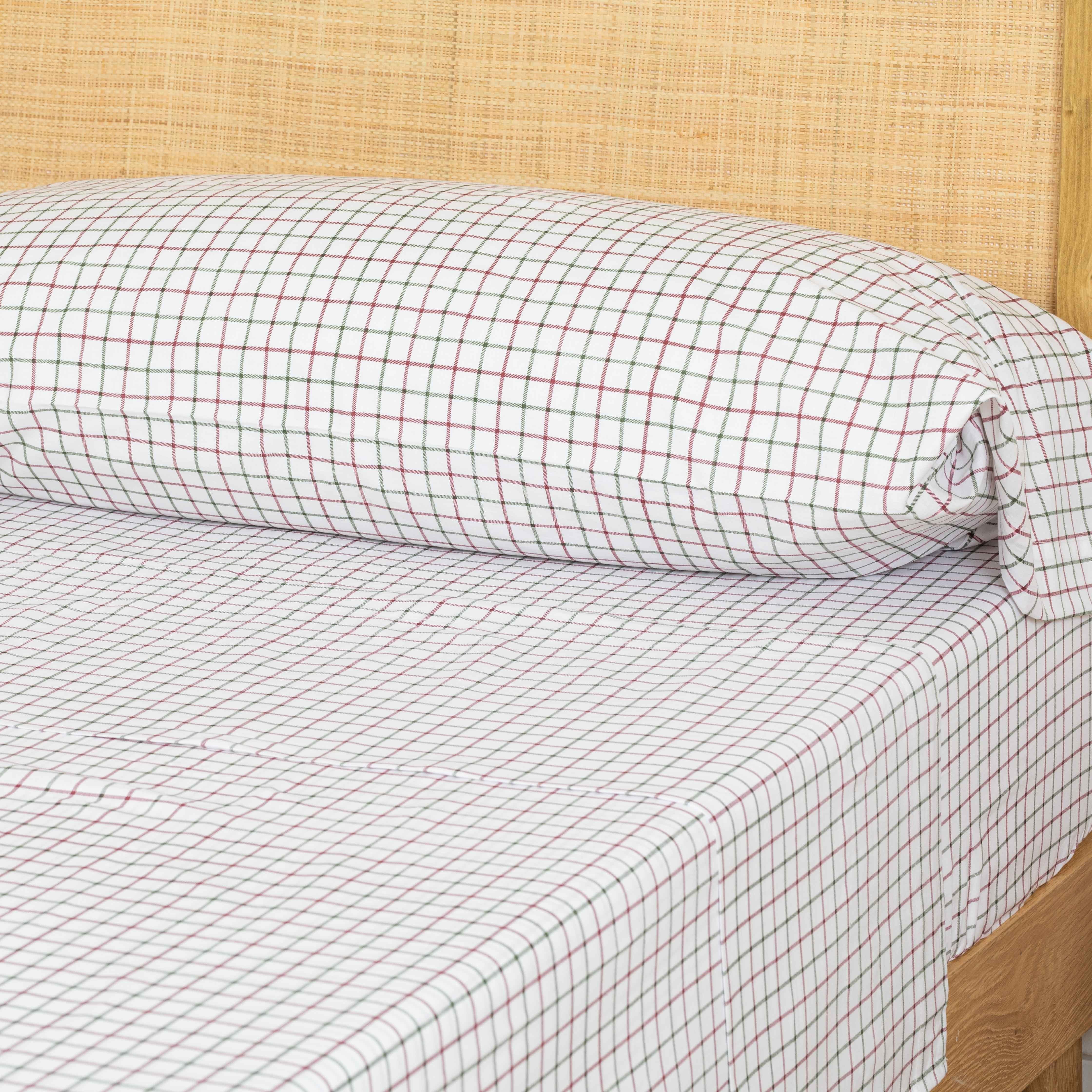 Jogo de lençóis algodão Hank verde bordeaux