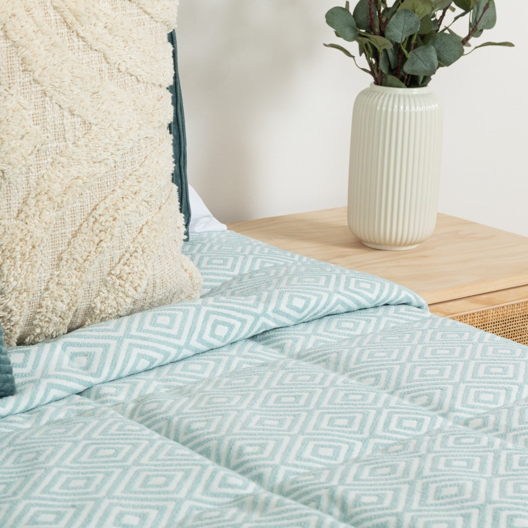 Colcha jacquard chenilla Andres verde tiffany - 120gr