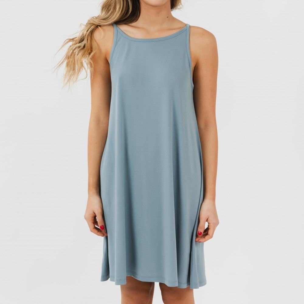 Vestido curto de crepe com alças