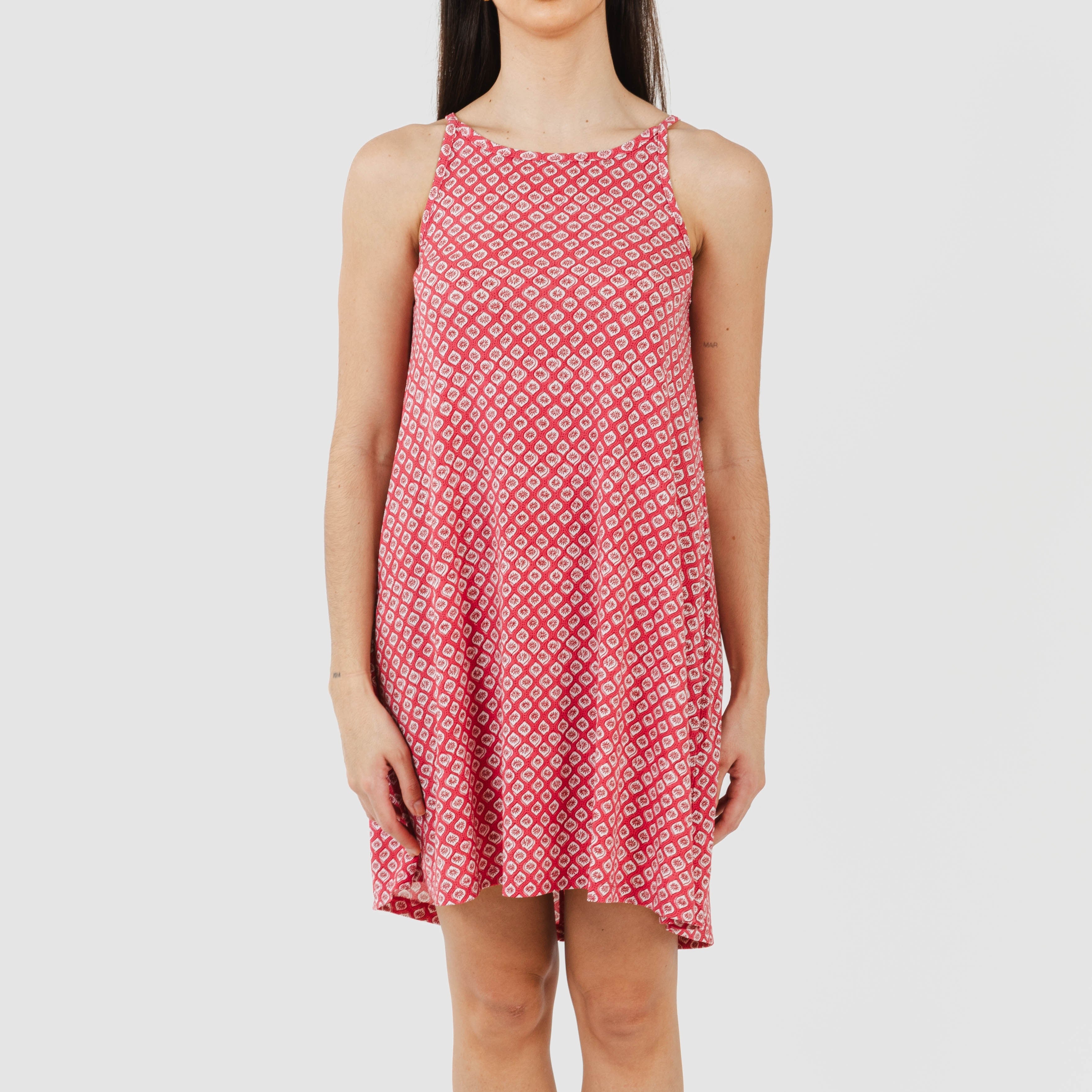 Vestido curto tomara que caia de crepe de morango Neville