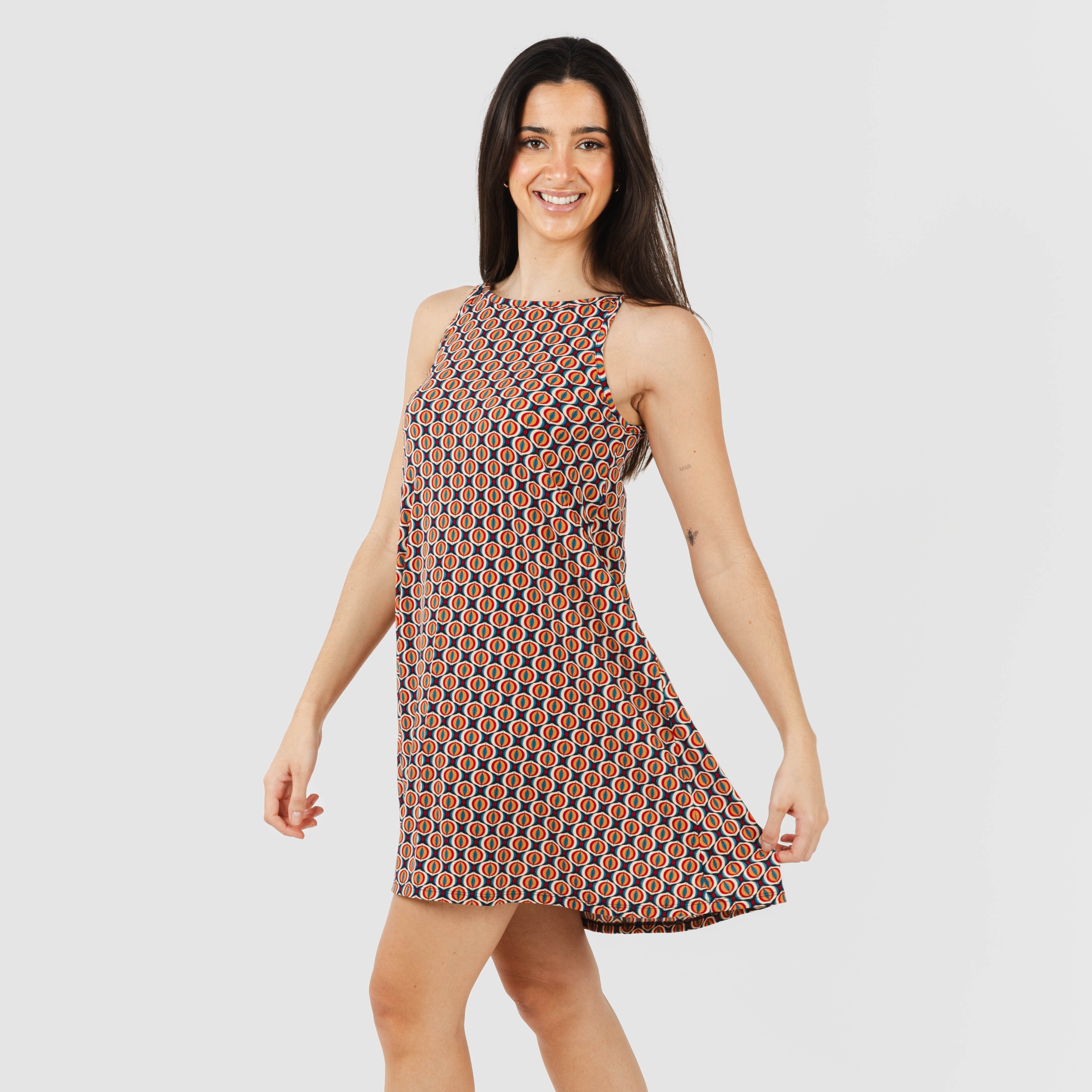 Vestido curto tomara que caia de crepe olmeca