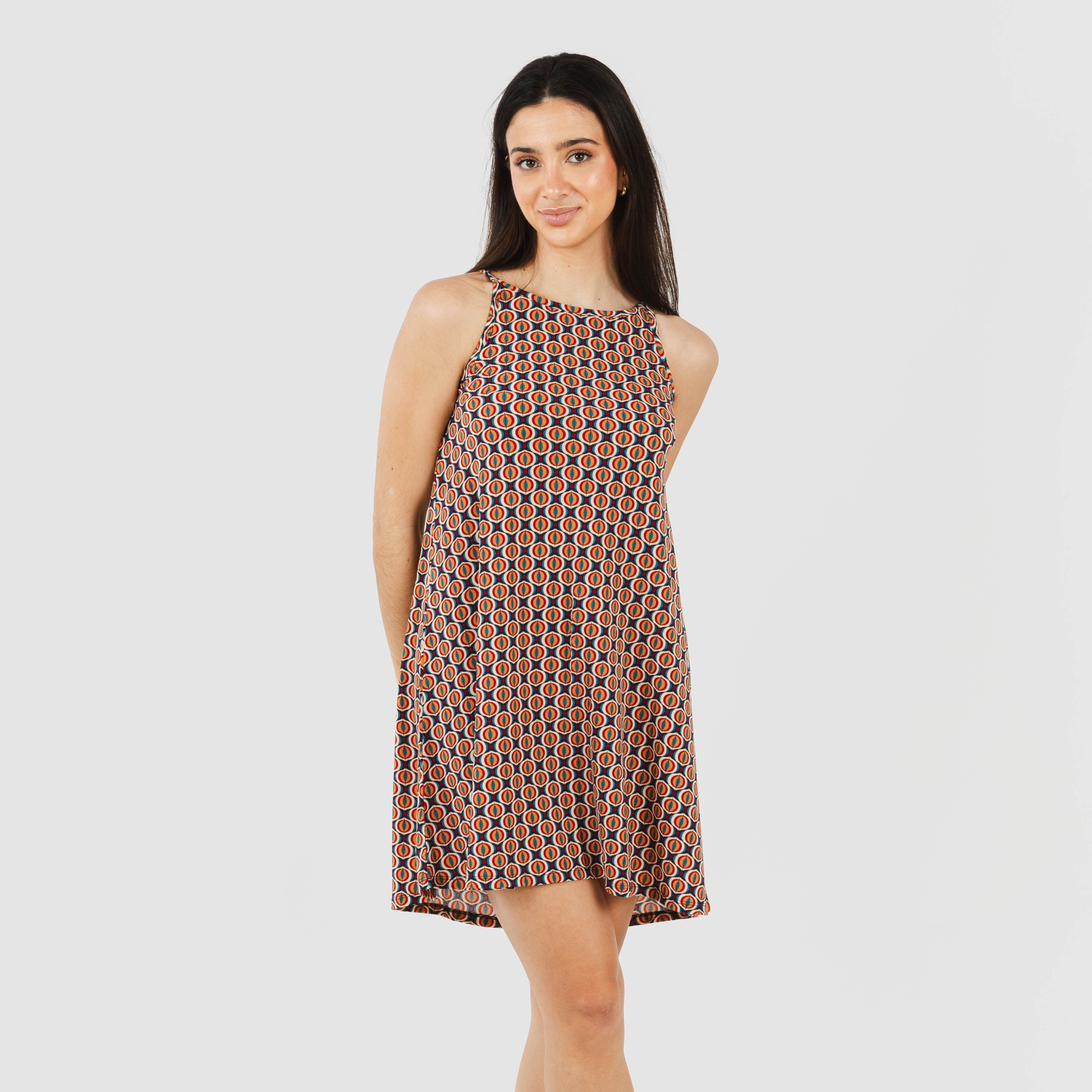 Vestido curto tomara que caia de crepe olmeca