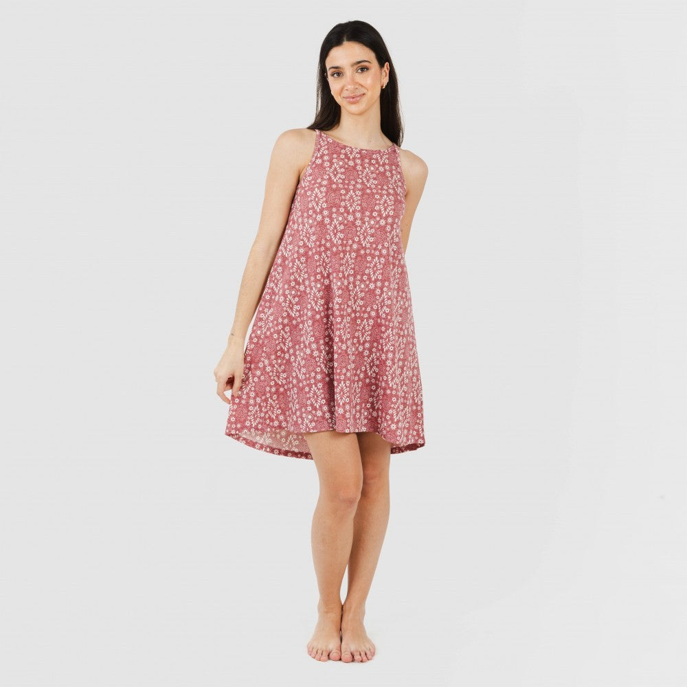 Vestido curto tomara que caia em crepe rosa malva da Piluca com alças.