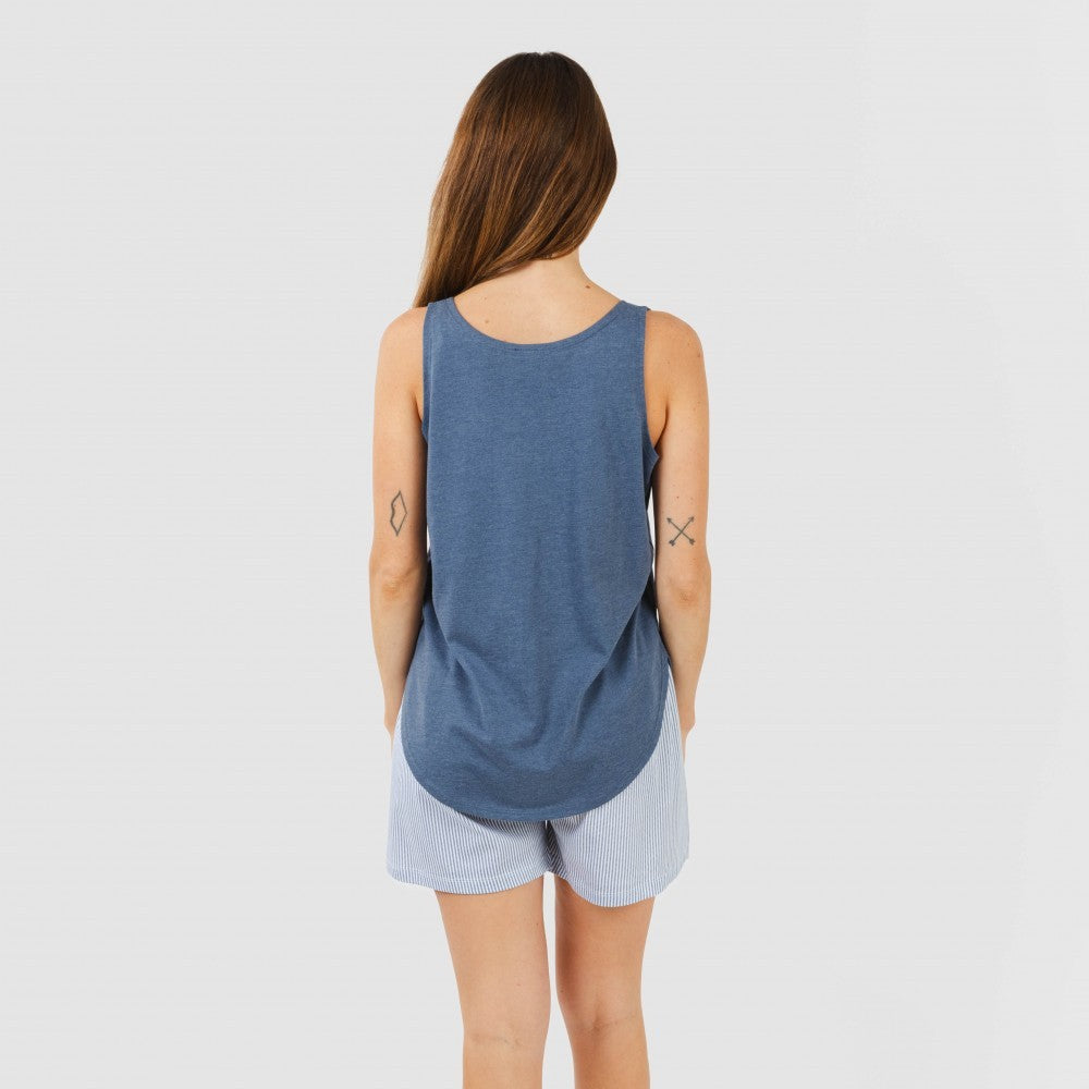 Pijama curto de algodão, listrado em índigo.