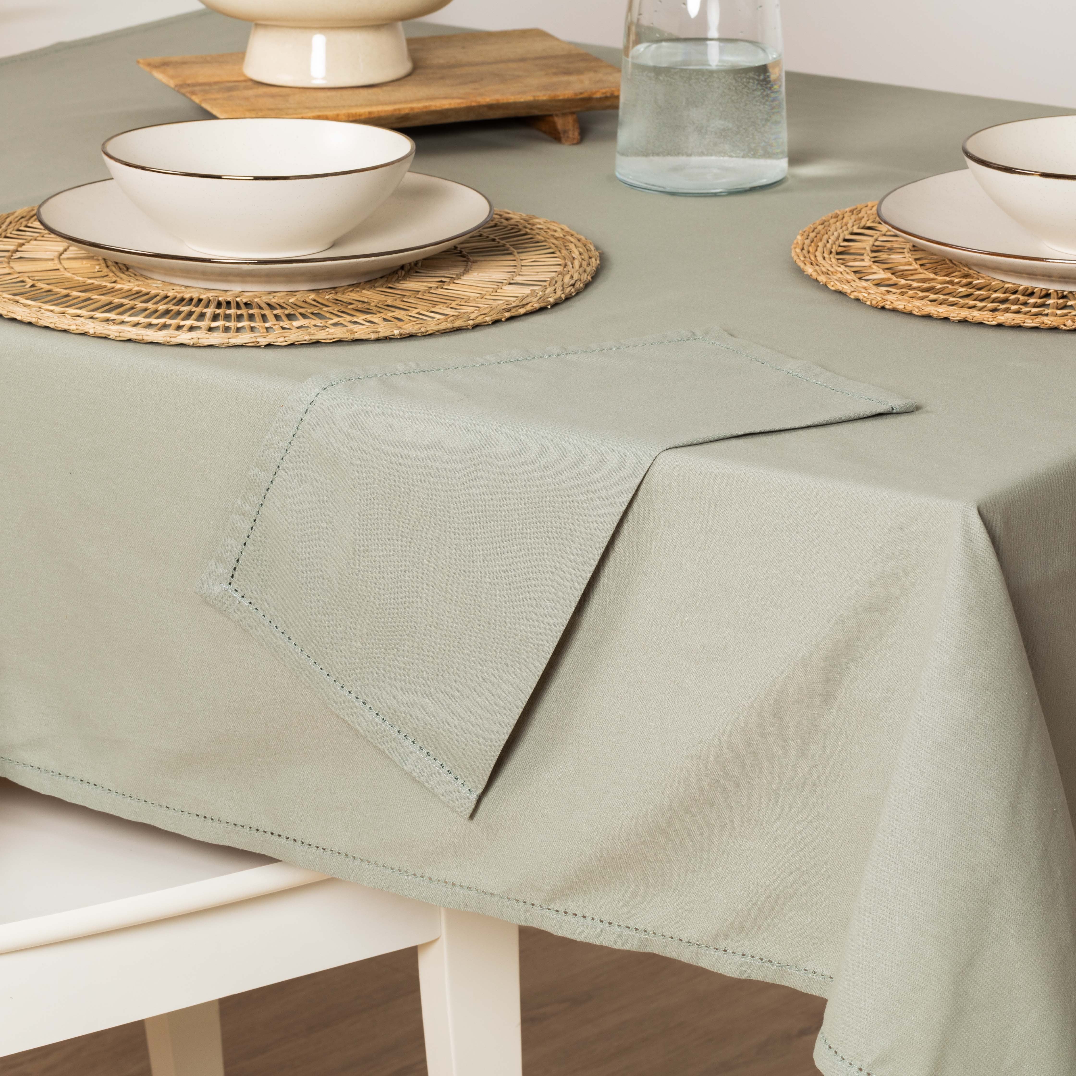 Toalha de mesa lisa de algodão resistente a manchas