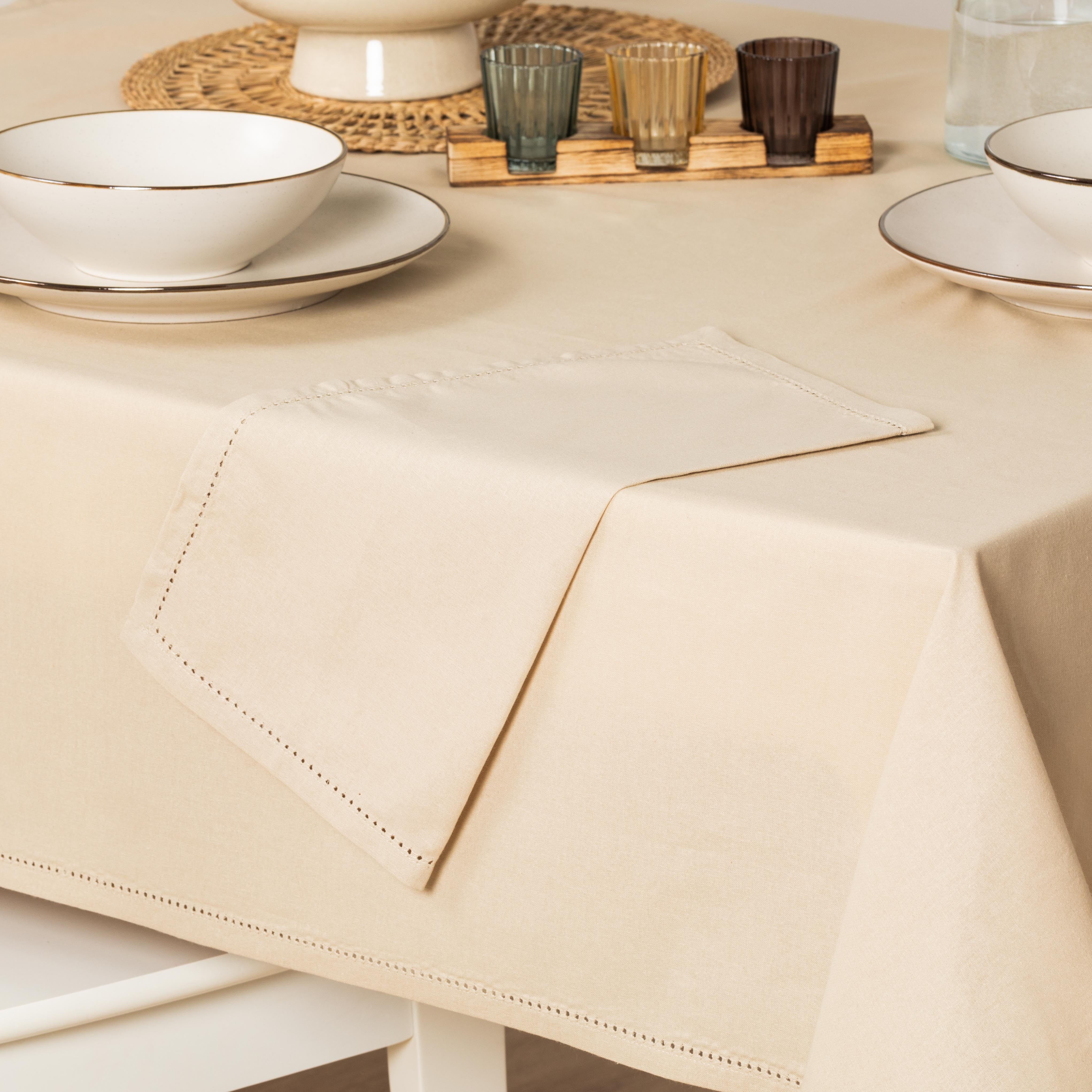 Toalha de mesa lisa de algodão resistente a manchas