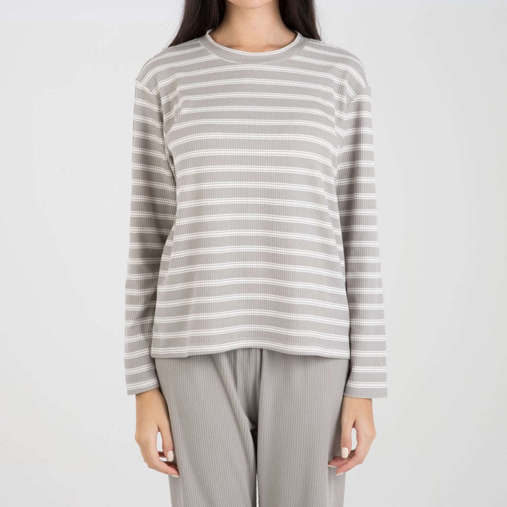 Pijama canelado bicolor