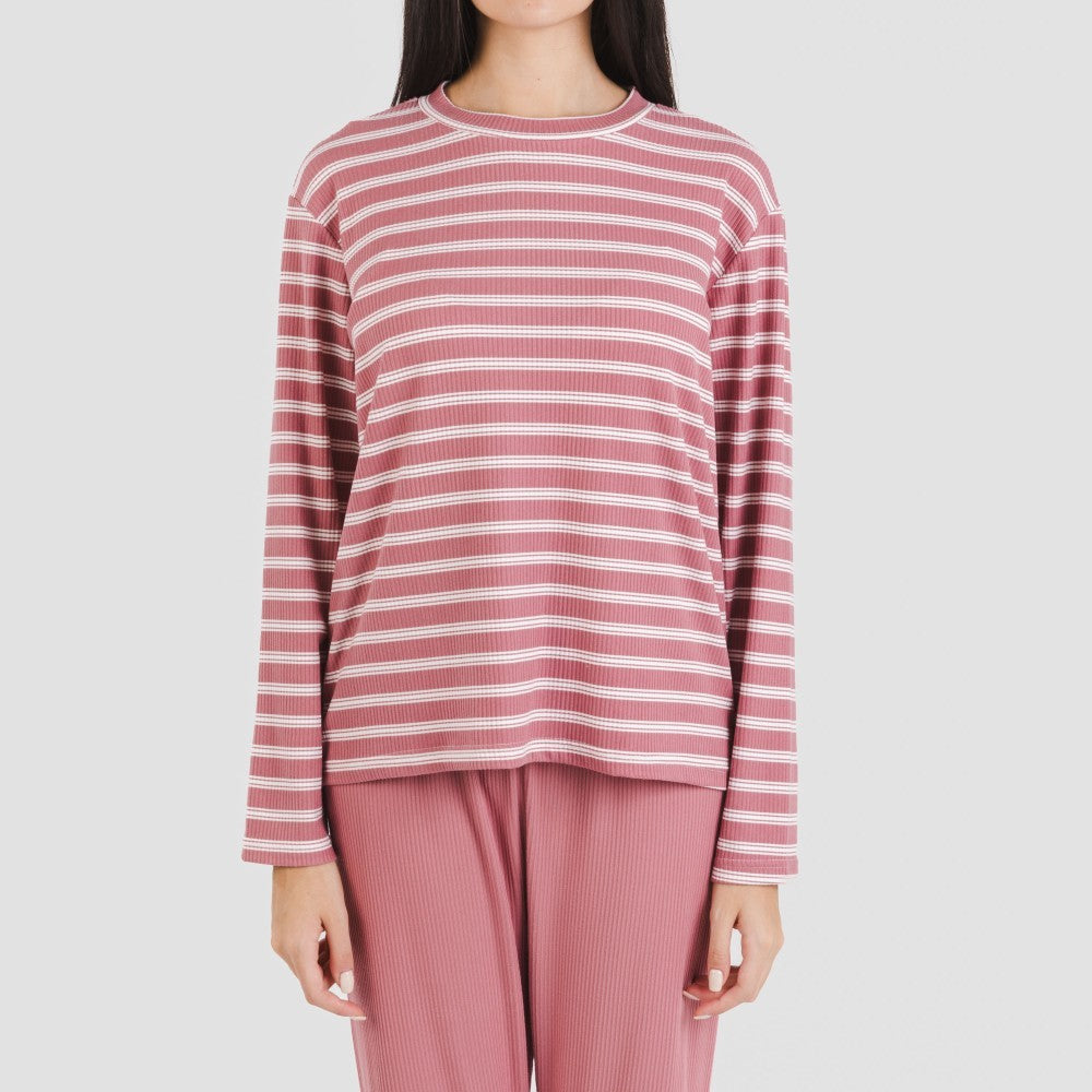 Pijama canelado bicolor