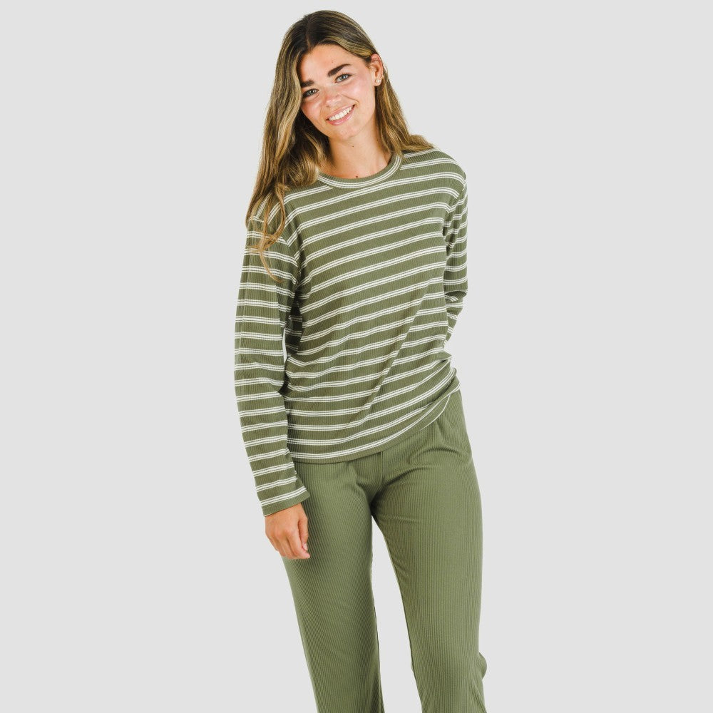 Pijama canelado bicolor