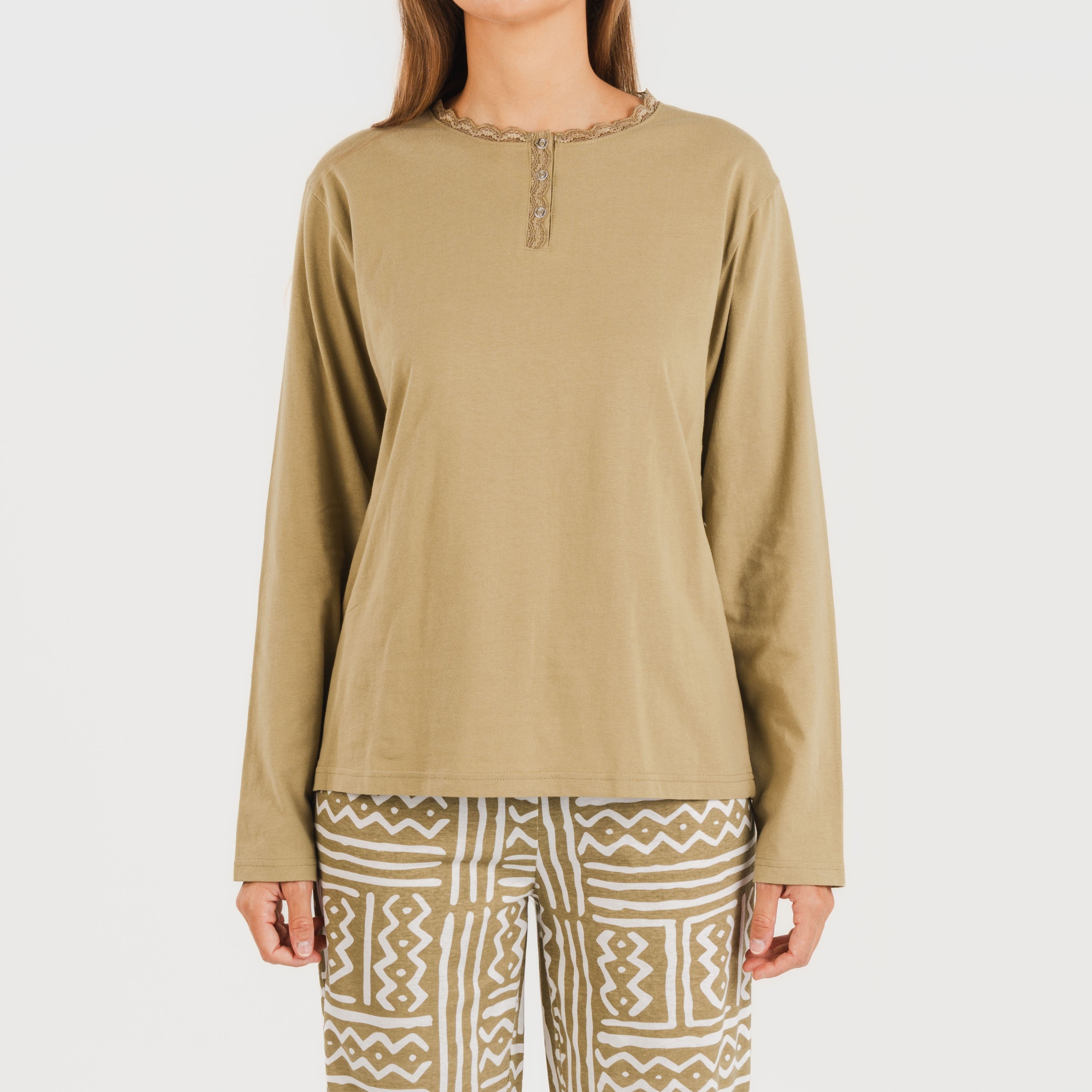 Pijama largo algodón Vinuesa arena