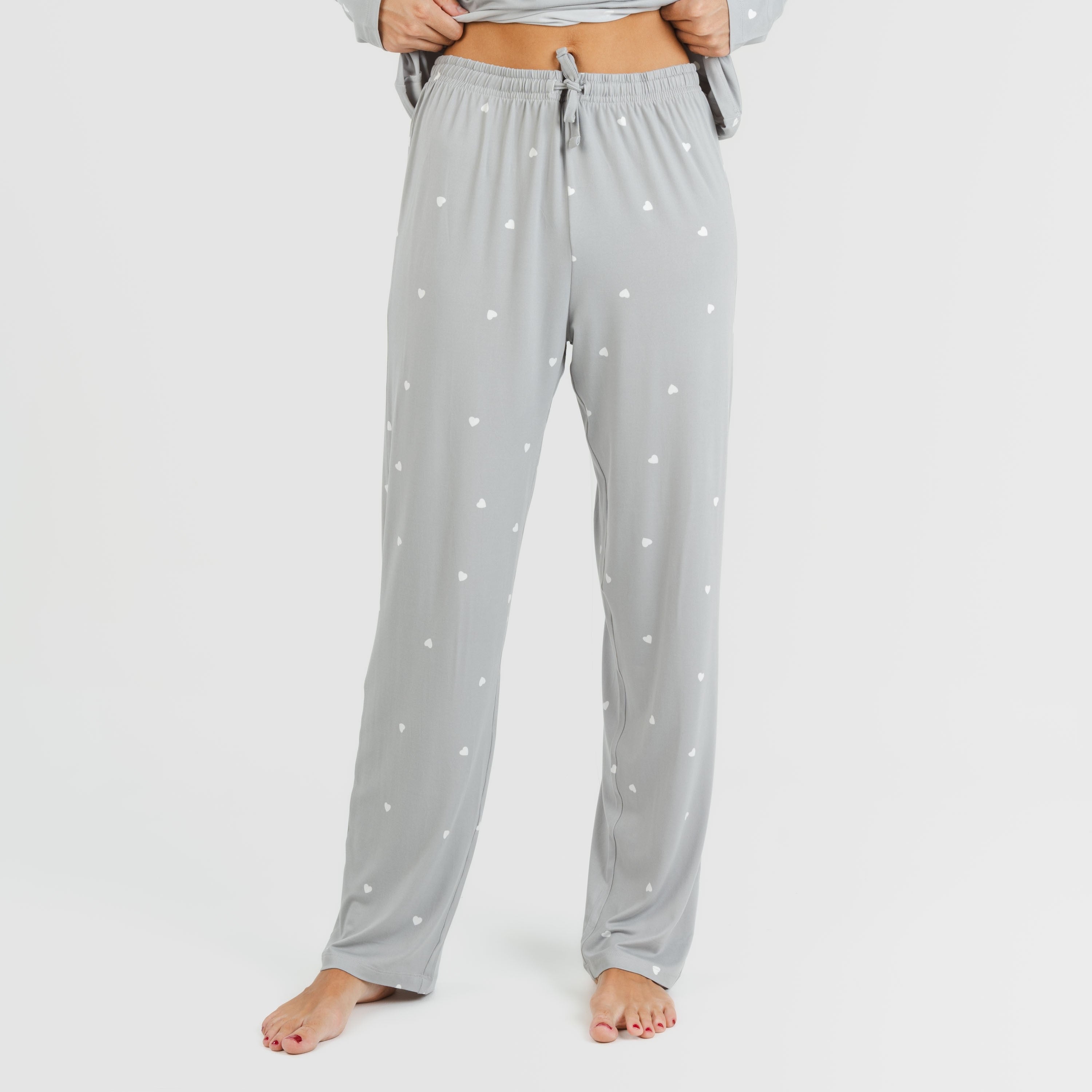 Pijama longo feminino macio Choer cinza