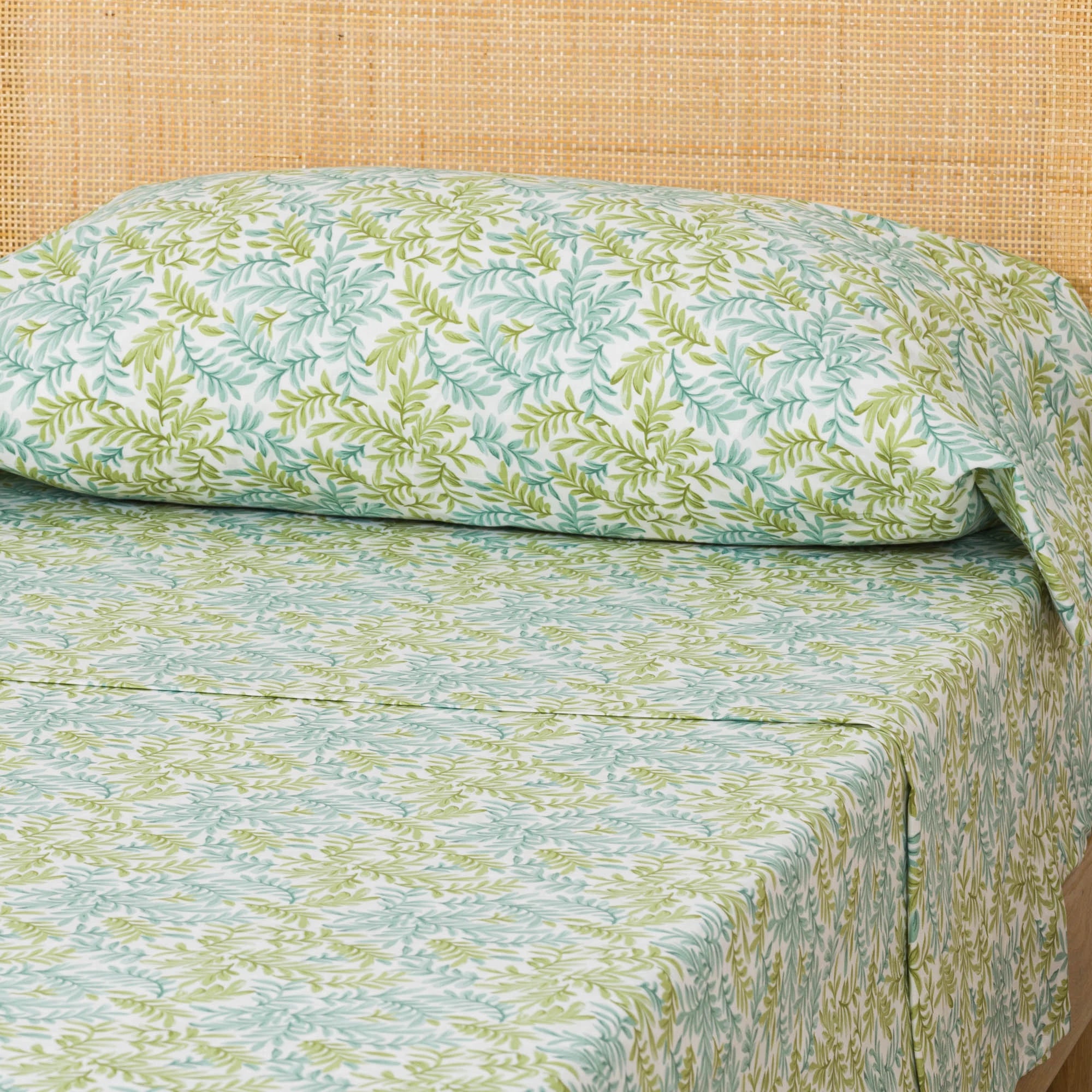 Conjunto de lençóis de algodão verde Zafra