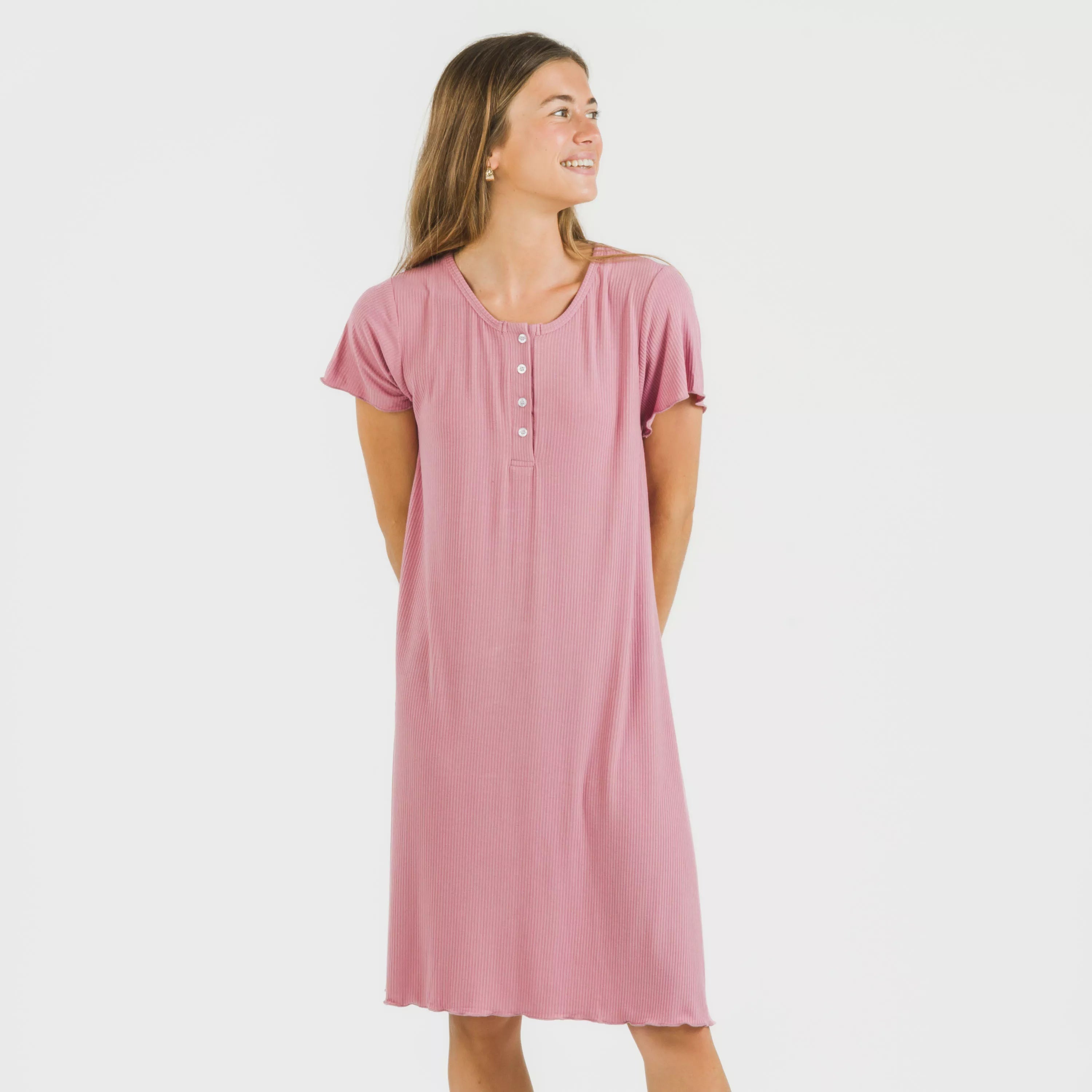 Blusón manga corta canalé viscosa liso