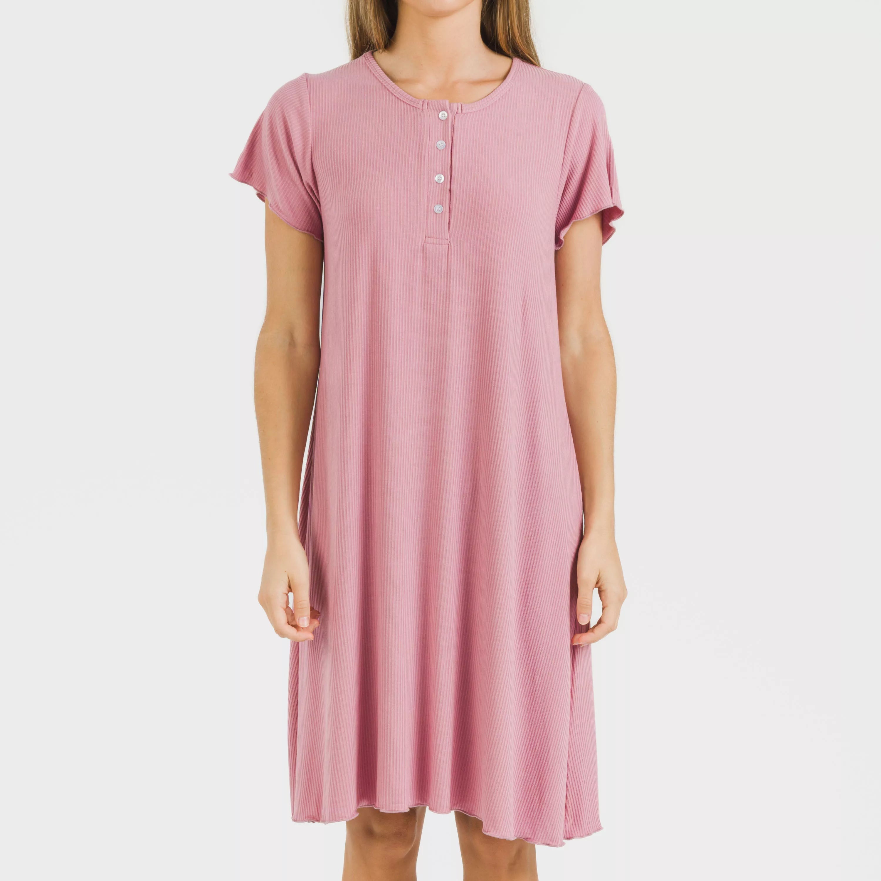 Blusón manga corta canalé viscosa liso