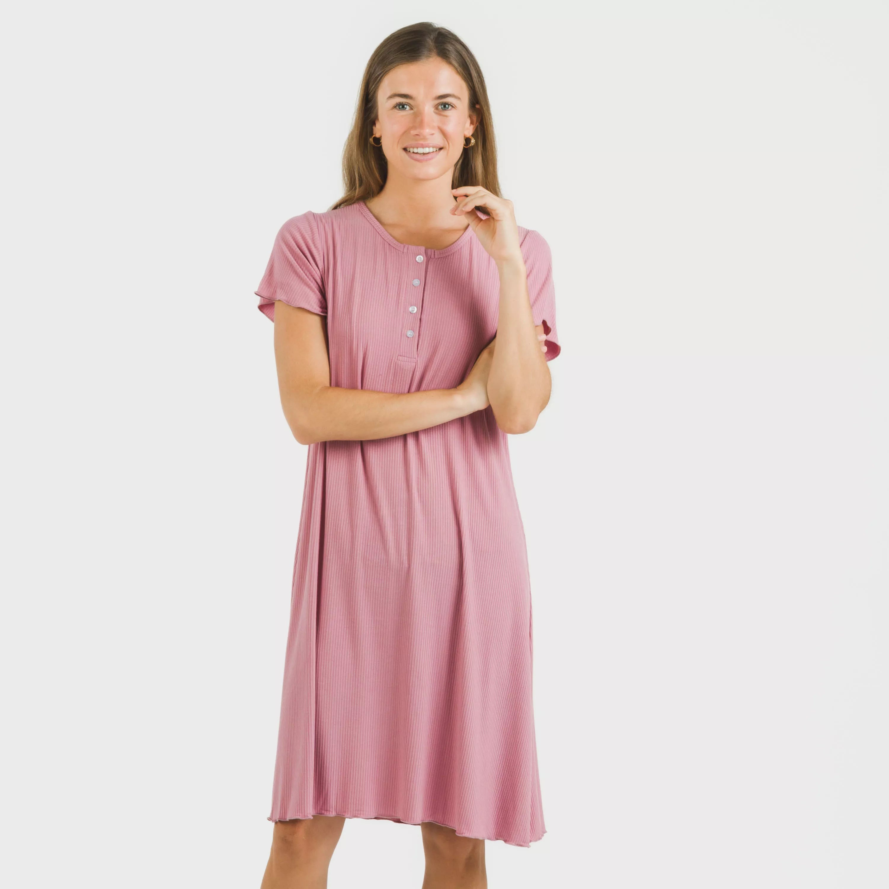 Blusón manga corta canalé viscosa liso