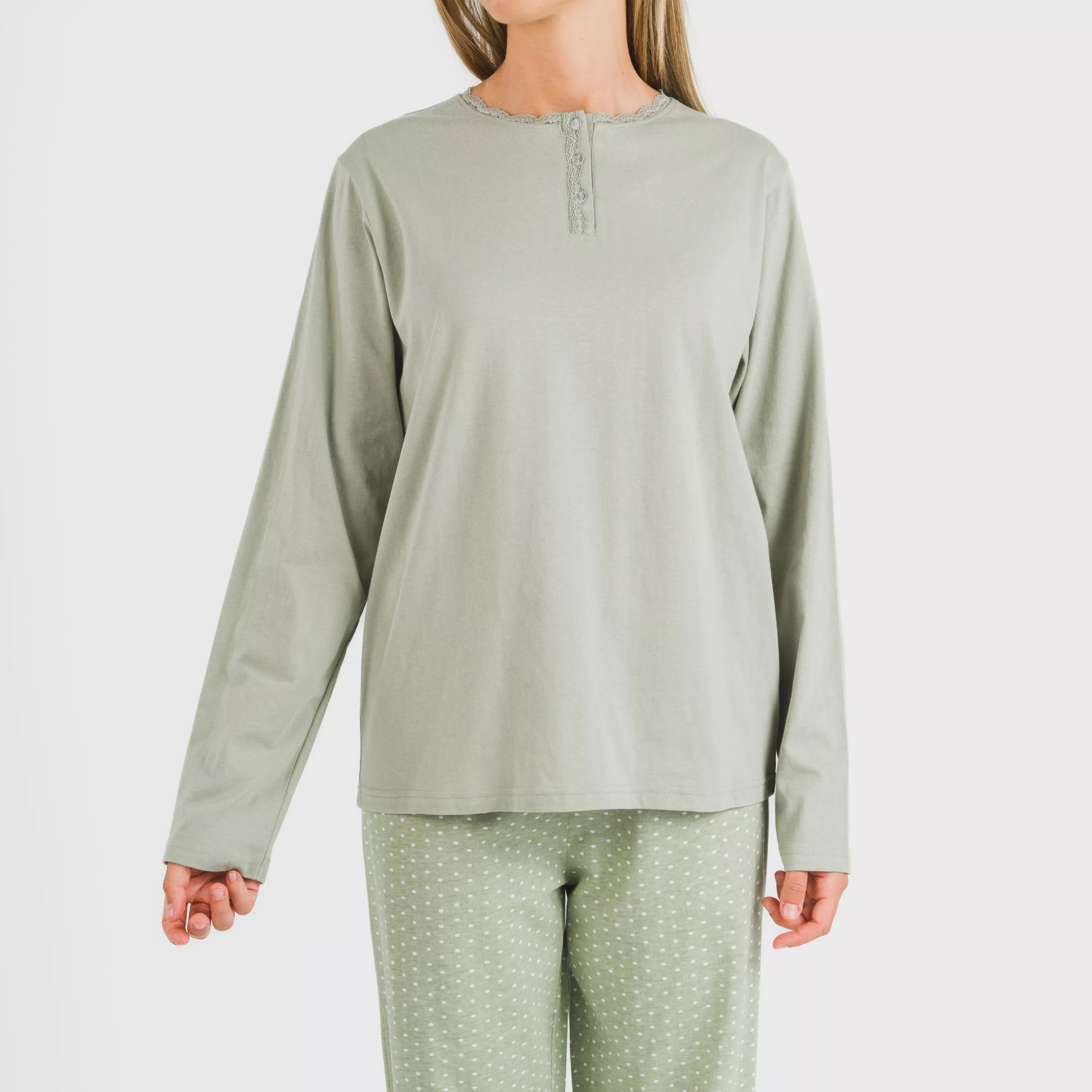 Pijama largo algodón Steve verde caceria