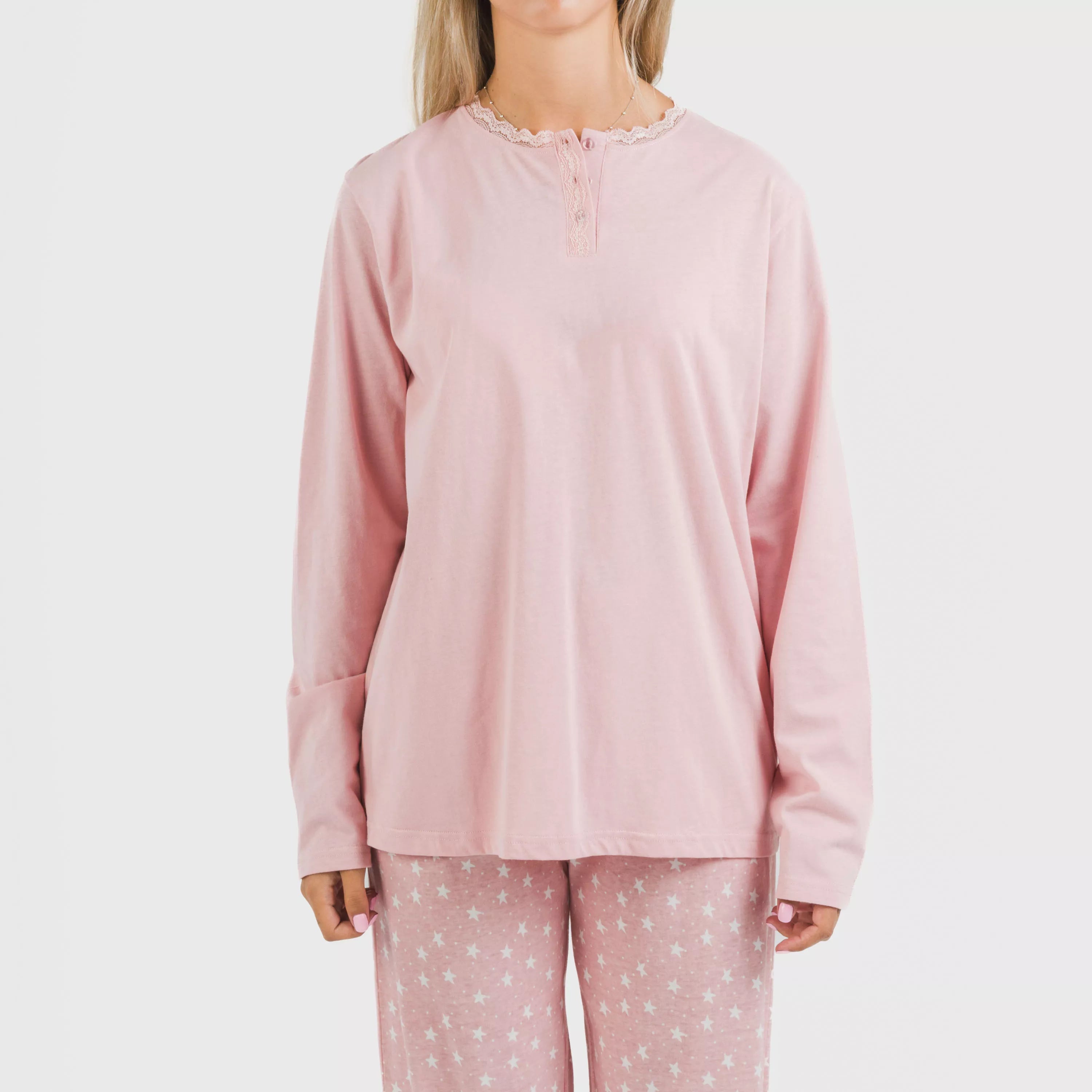 Pijama largo algodón Kim rosa