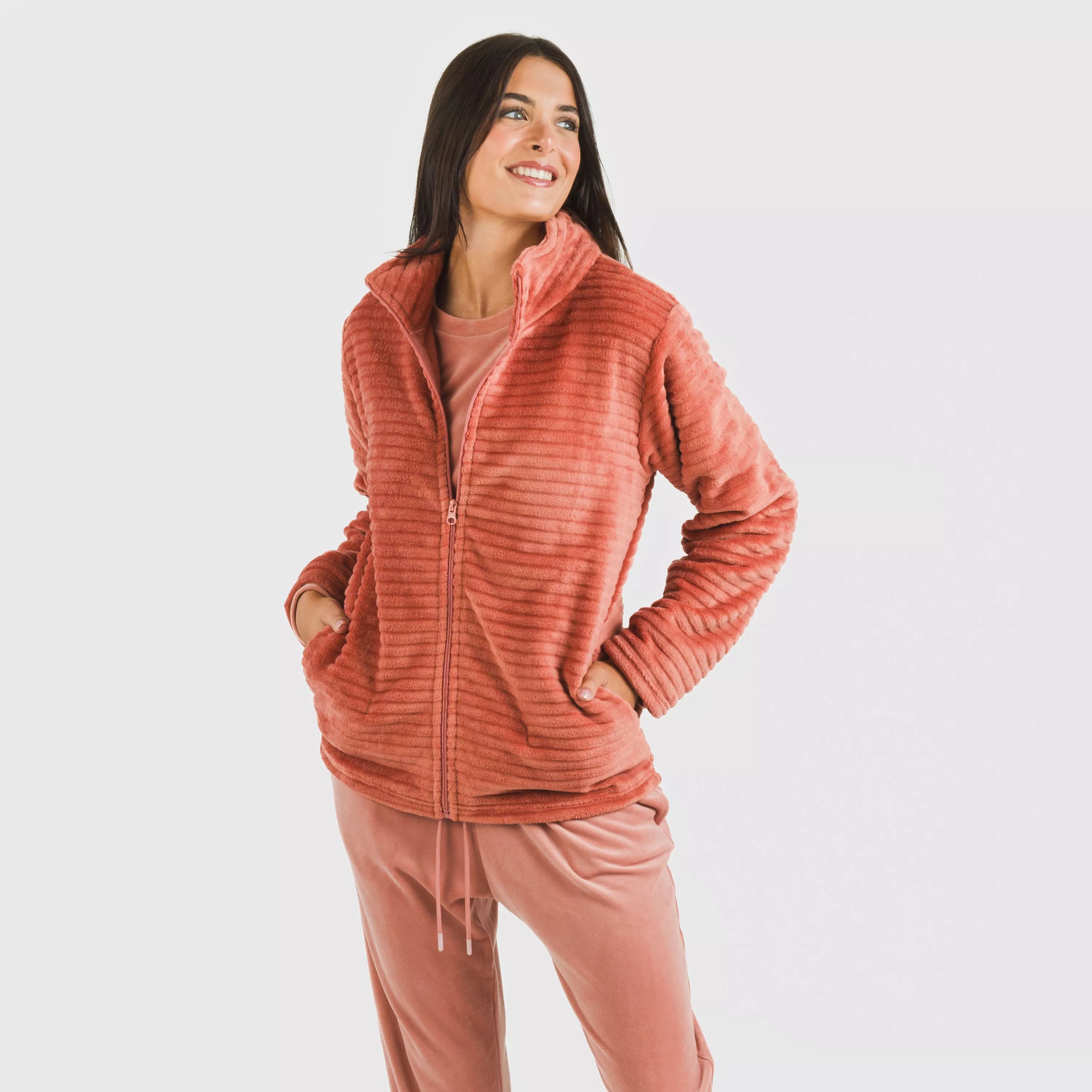 Sudadera terciopelo Raya lisa