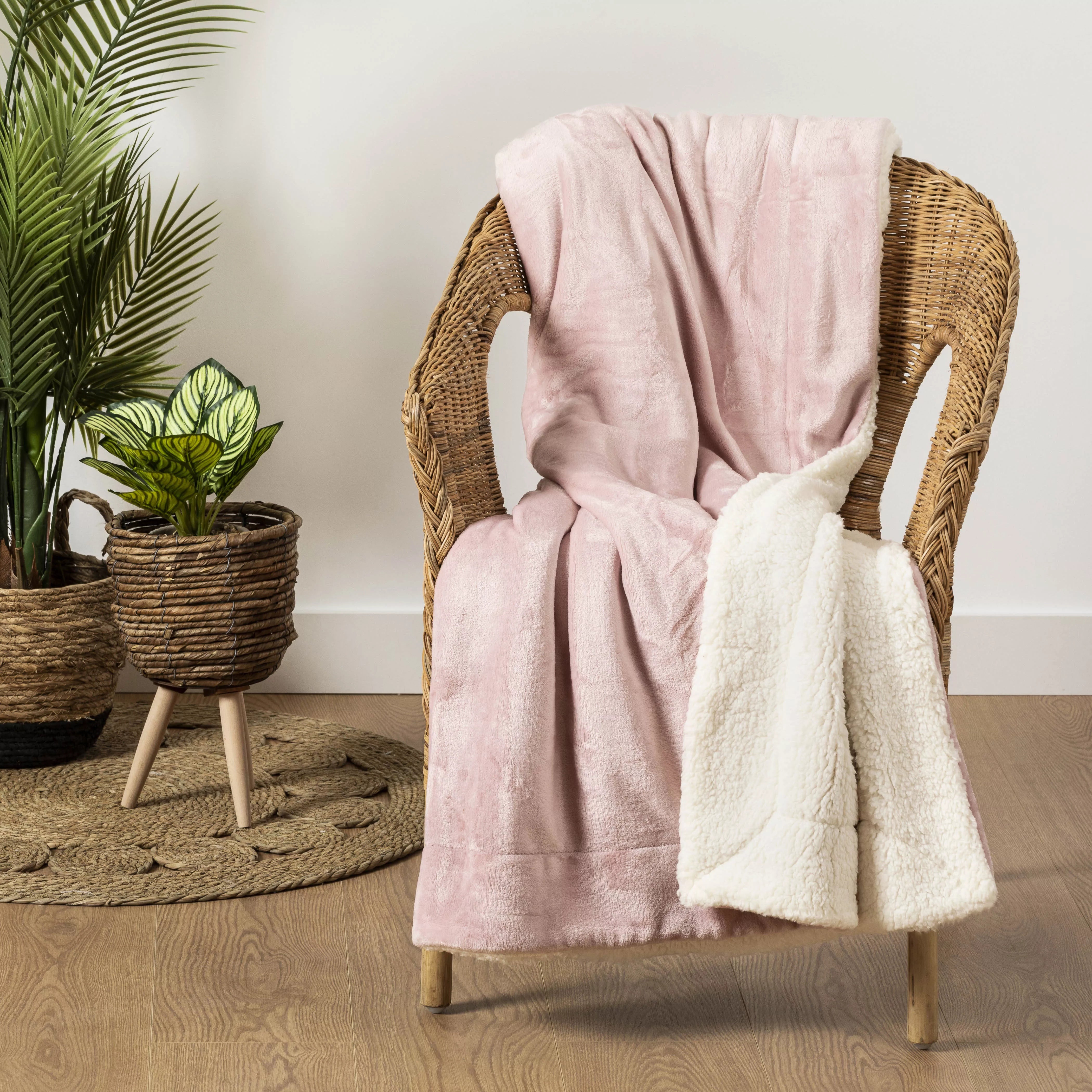 Manta VELUDO SHERPA ROSA FOGO