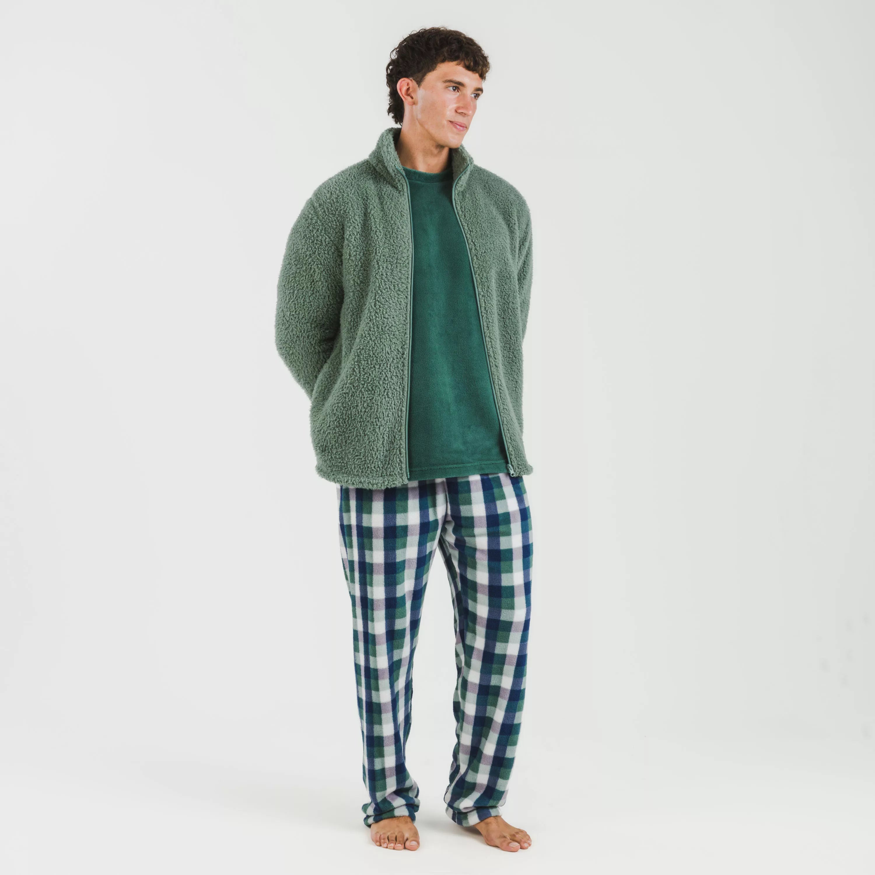 Moletom masculino liso de sherpa