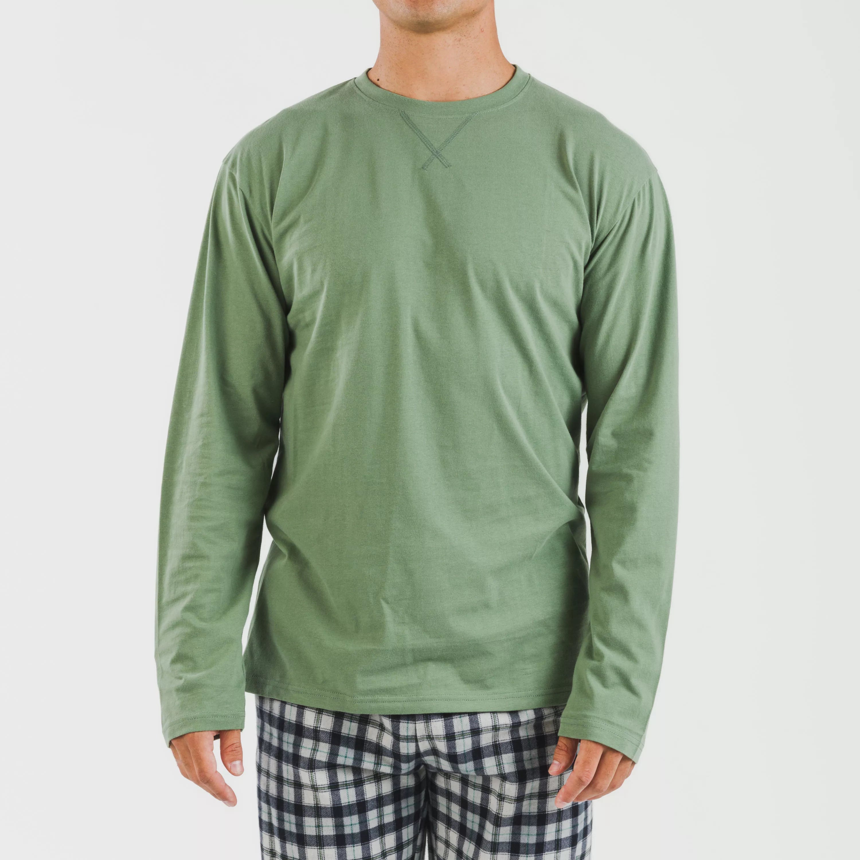 Pijama masculino de flanela, estampa de caça verde Javier