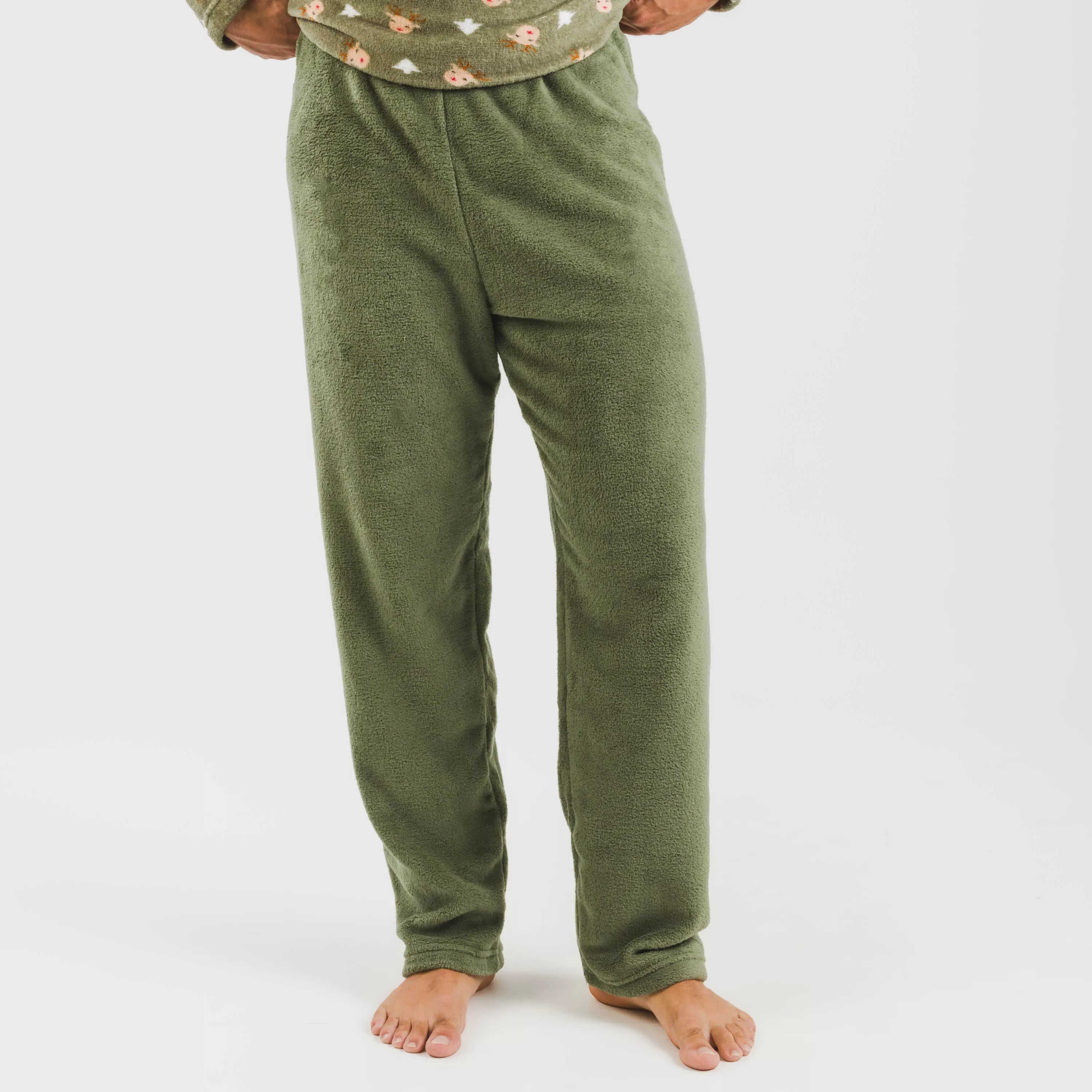 Pijama masculino Tatini em fleece coral, estilo caça verde