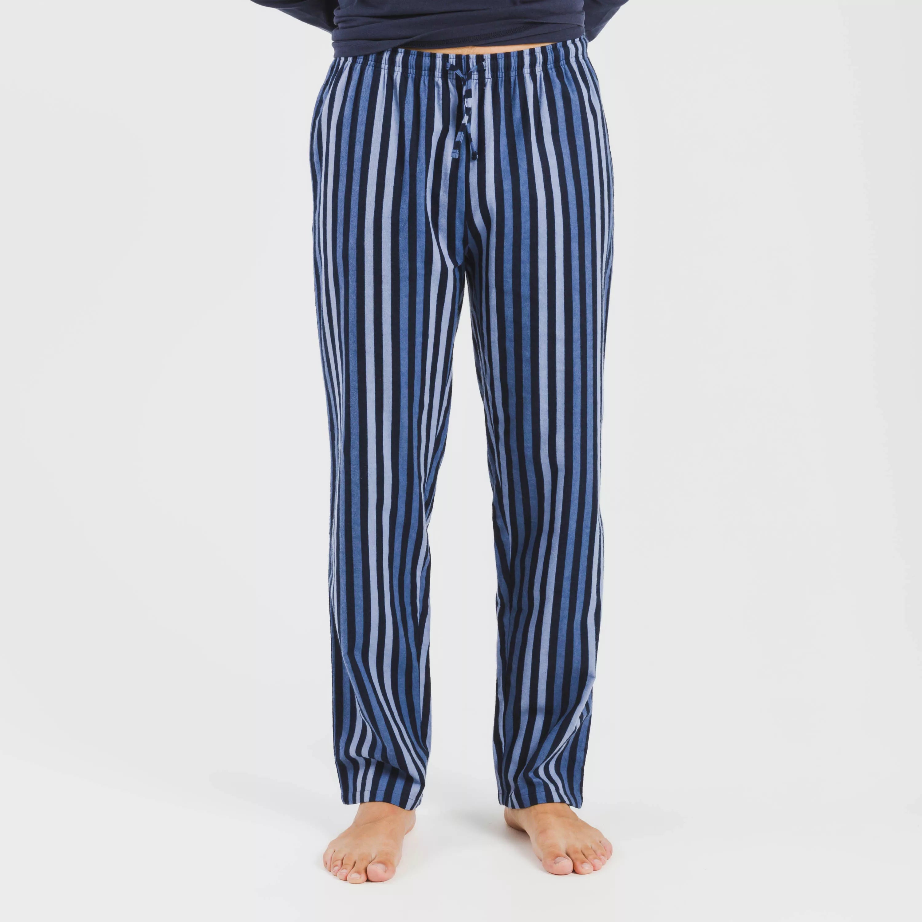 Pijama masculino de flanela, listrado Vinicius, azul