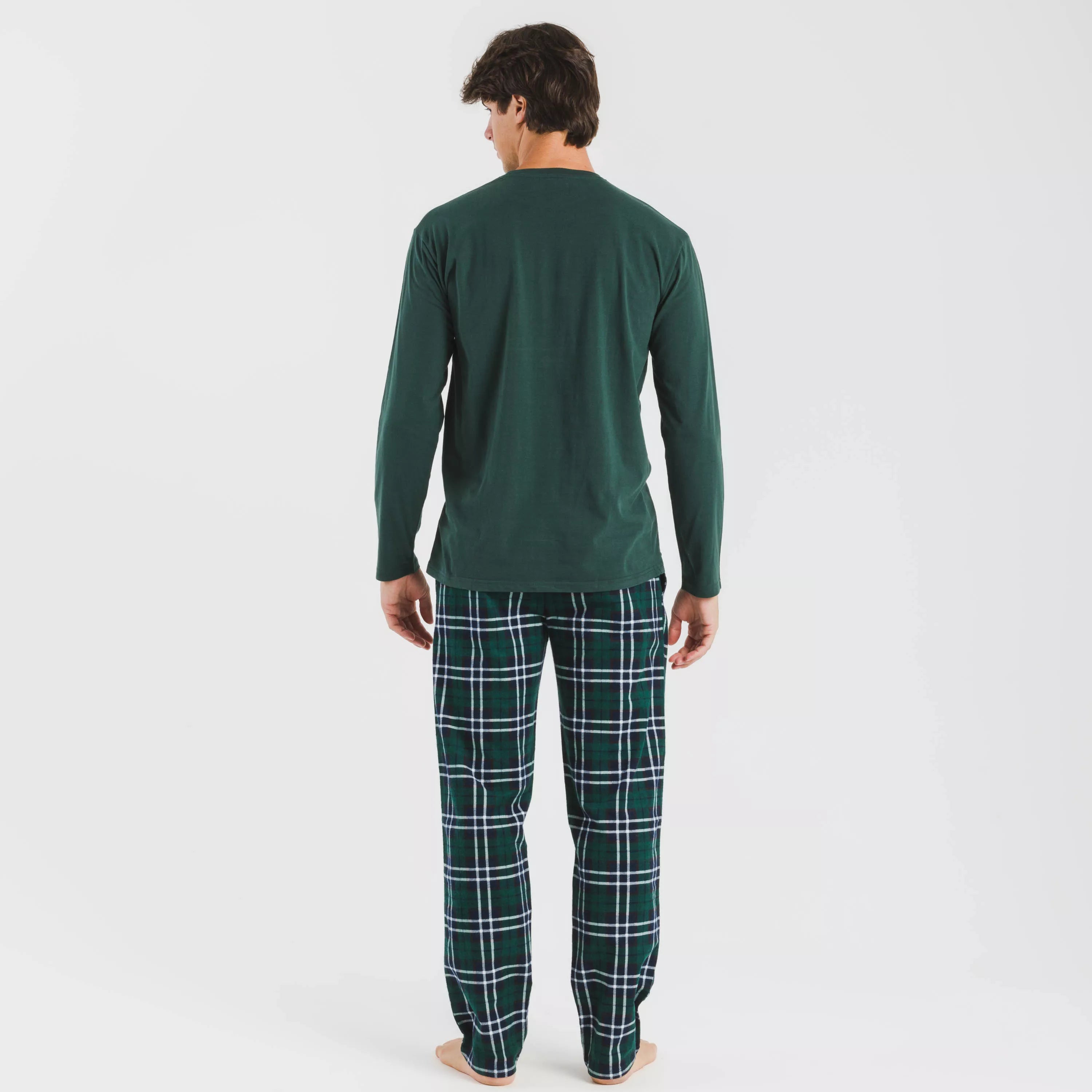 Pijama hombre franela Cuadro Guelo verde