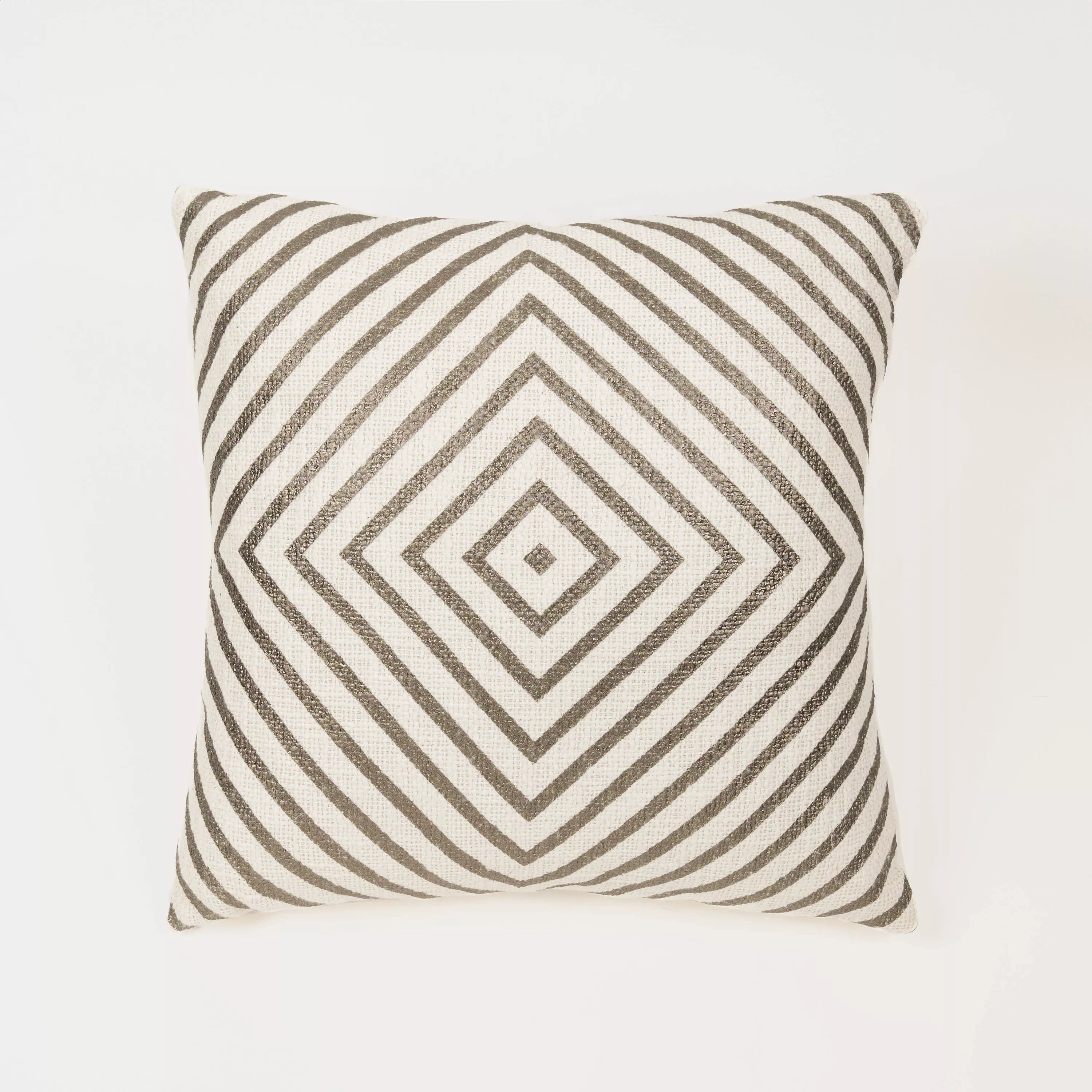 Almofada quadrada de algodão com estampa de diamante simples, 45x45 cm - capa + enchimento