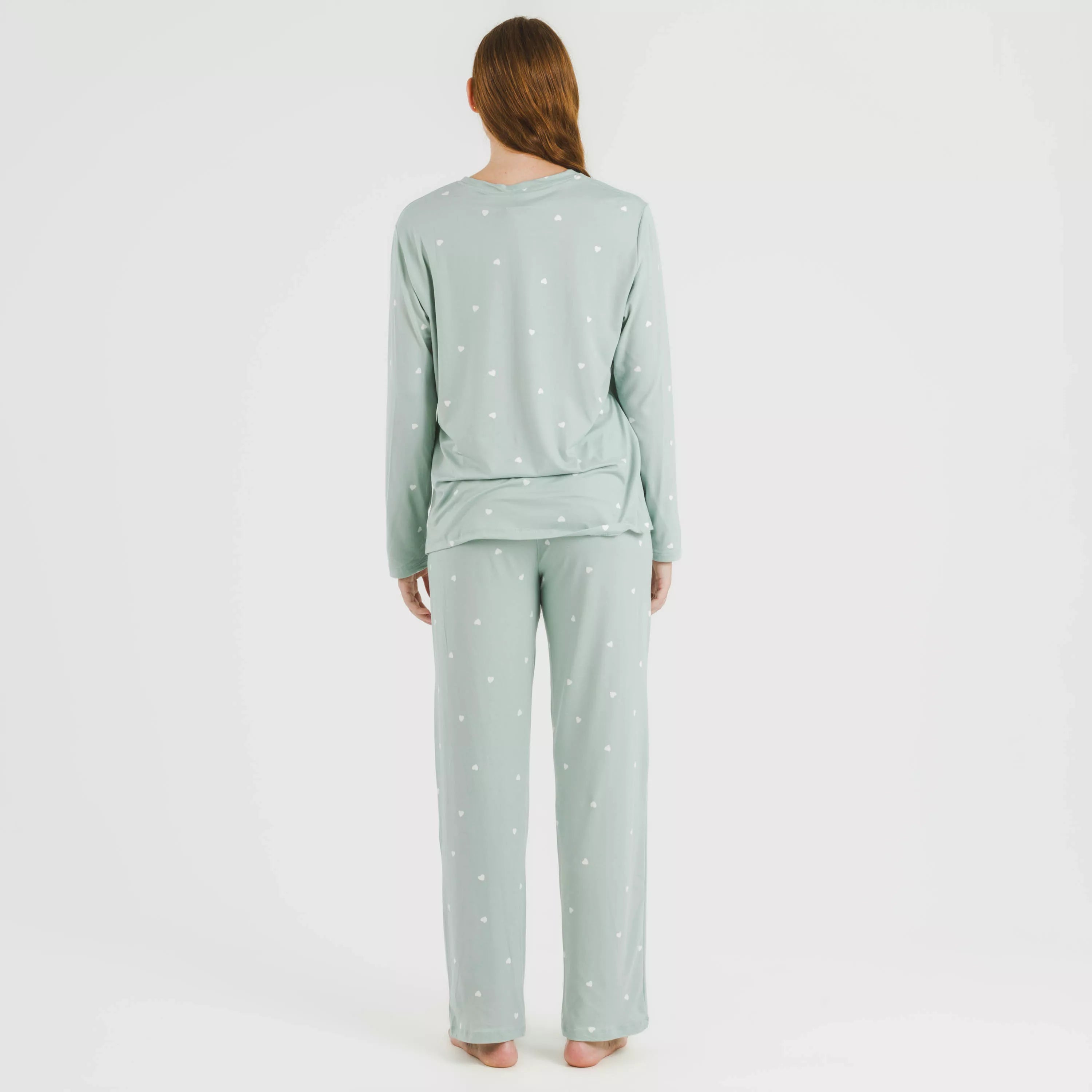 Pijama feminino longo e macio, verde estilo Tiffany