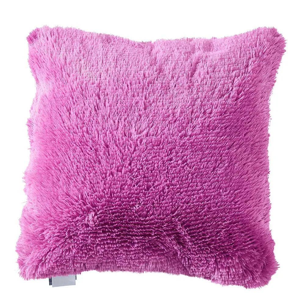 Almofada lisa para queixo com detalhes em pelos, 45x45 cm - capa + enchimento.