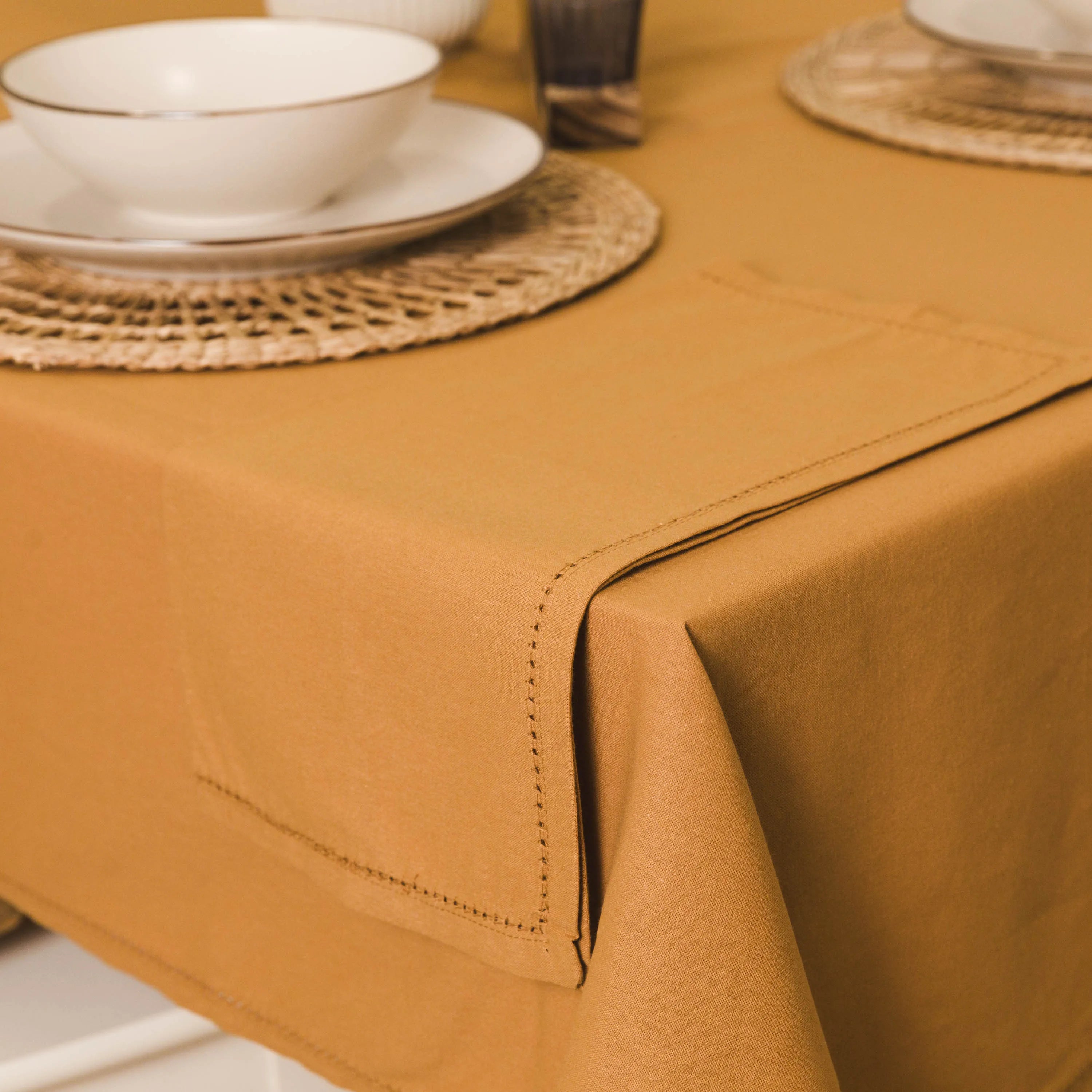 Toalha de mesa lisa de algodão resistente a manchas